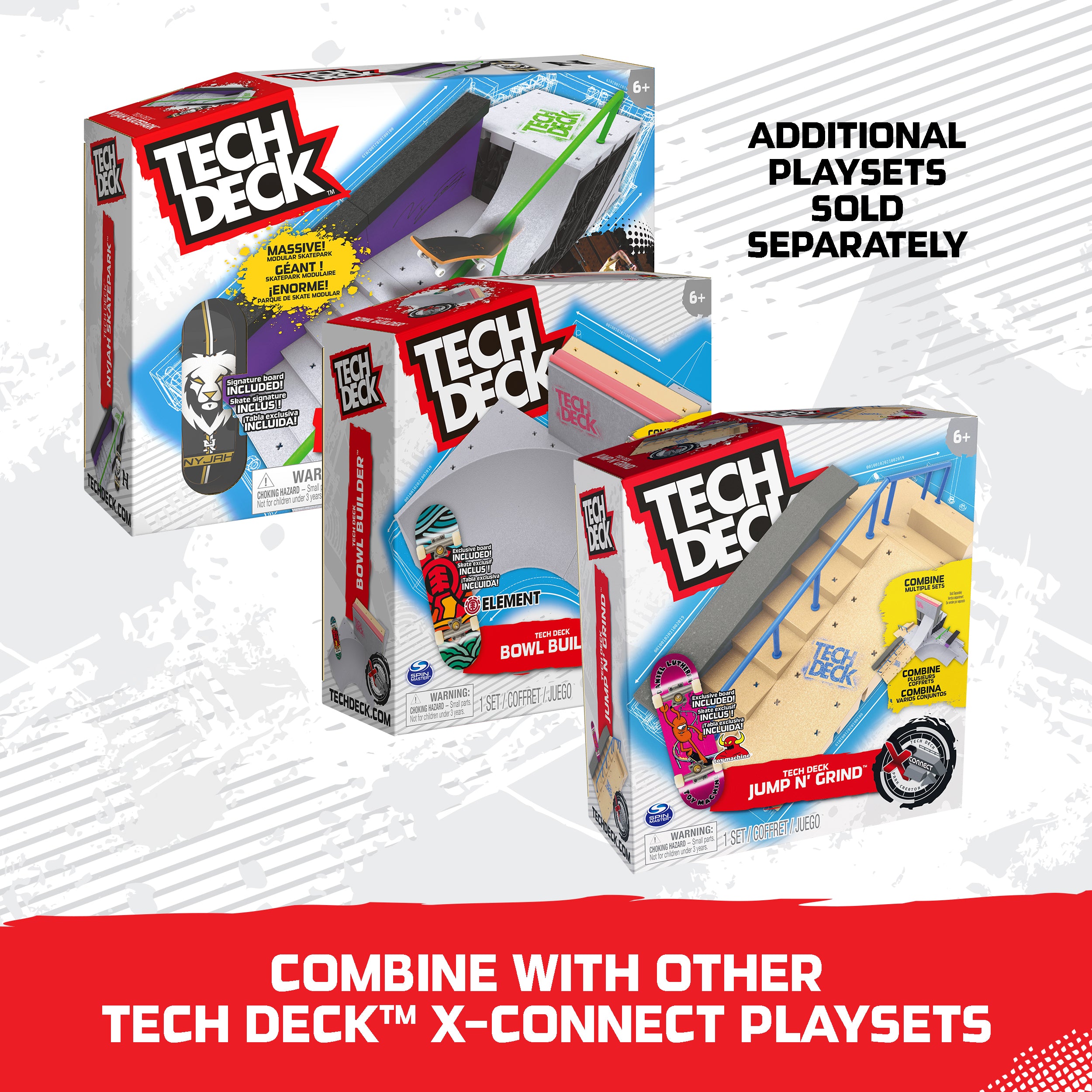 Tech Deck, Jump N’ Grind X-Connect Park Creator, Customizable and Buildable Ramp Set with Exclusive Fingerboard, Kids Toy for Ages 6 and up