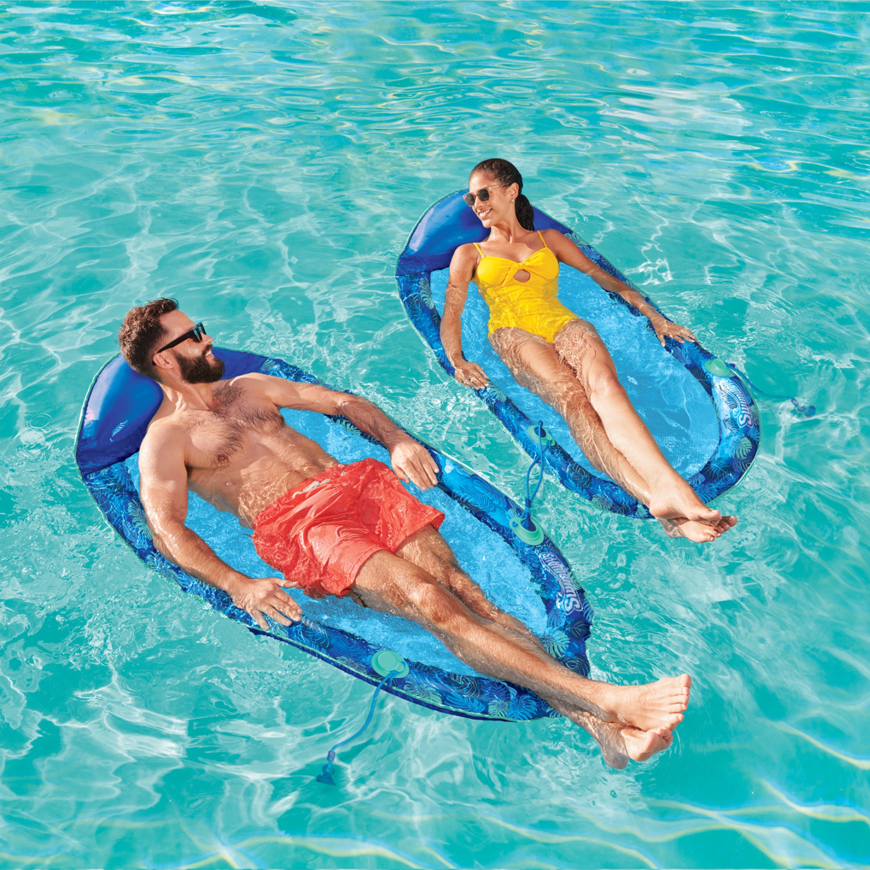 Swimways Elite Spring Float Hammock Pool Lounger, Inflatable Pool Floats with Fast Inflation, Pool Hammock for Adults up to 250 lbs