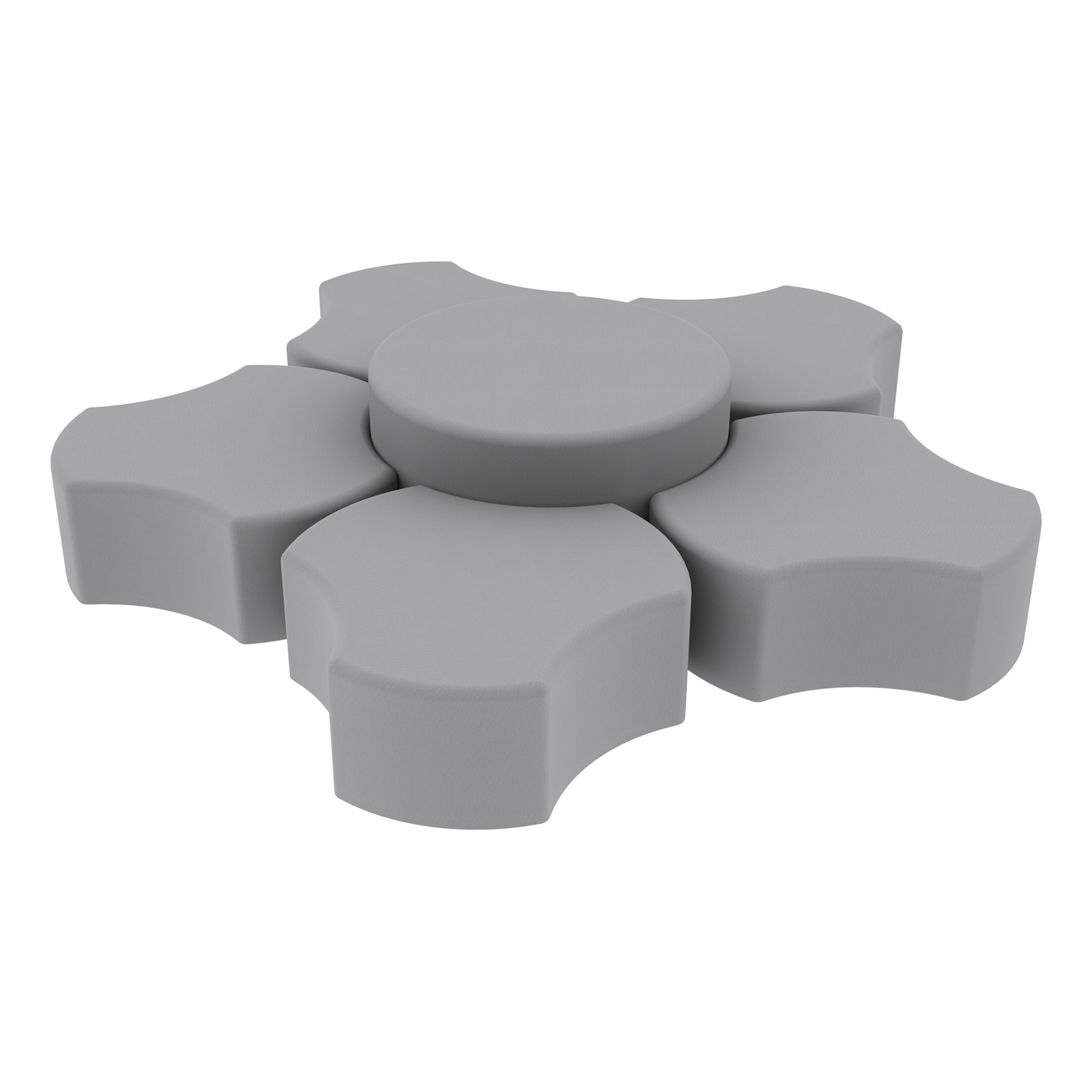 Pro Series Upholstered Spoke Ottoman, 6-Piece Set - Gray