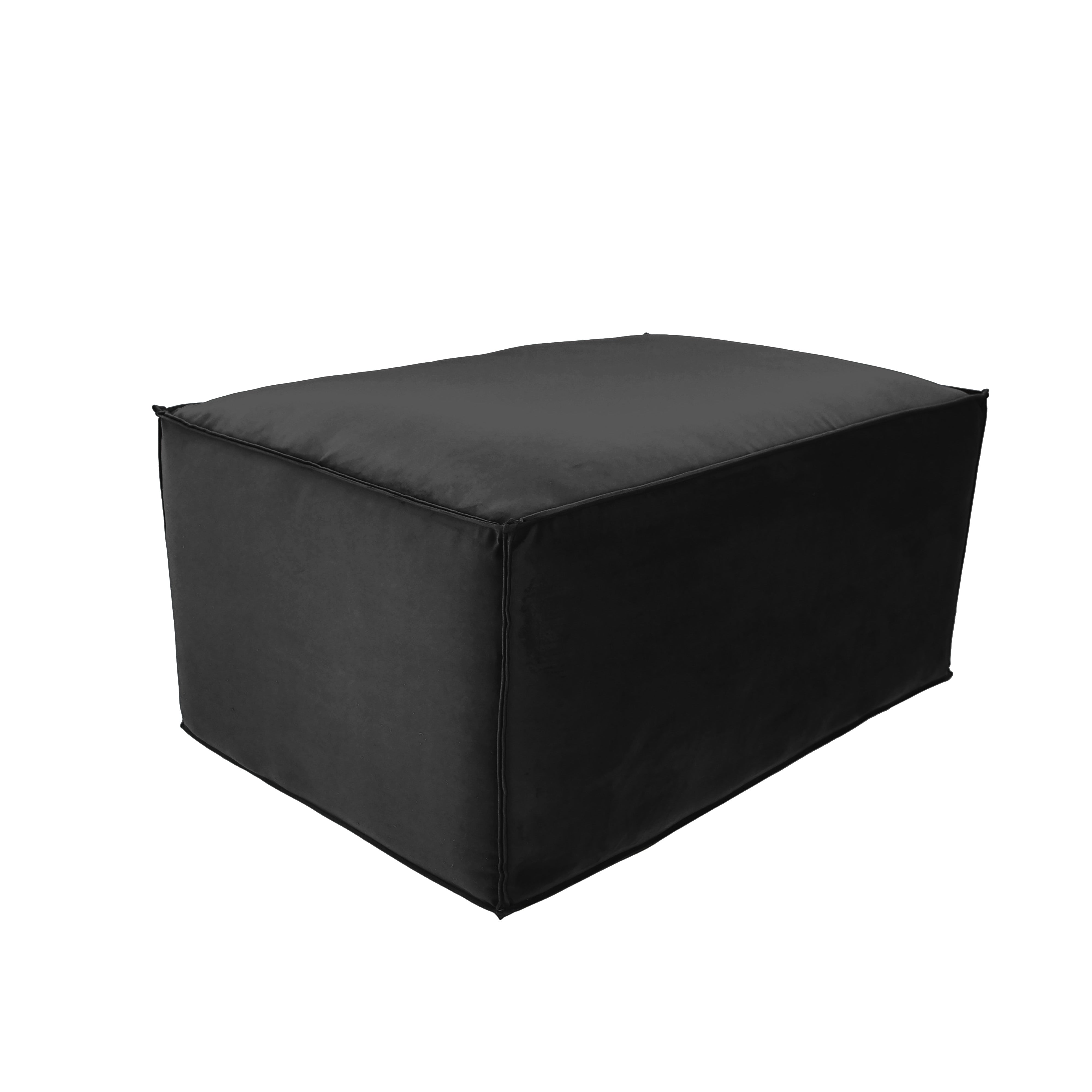 Overstuffed 36" x 24" Rectangle Microfiber Ottoman, 16" Height - Onyx