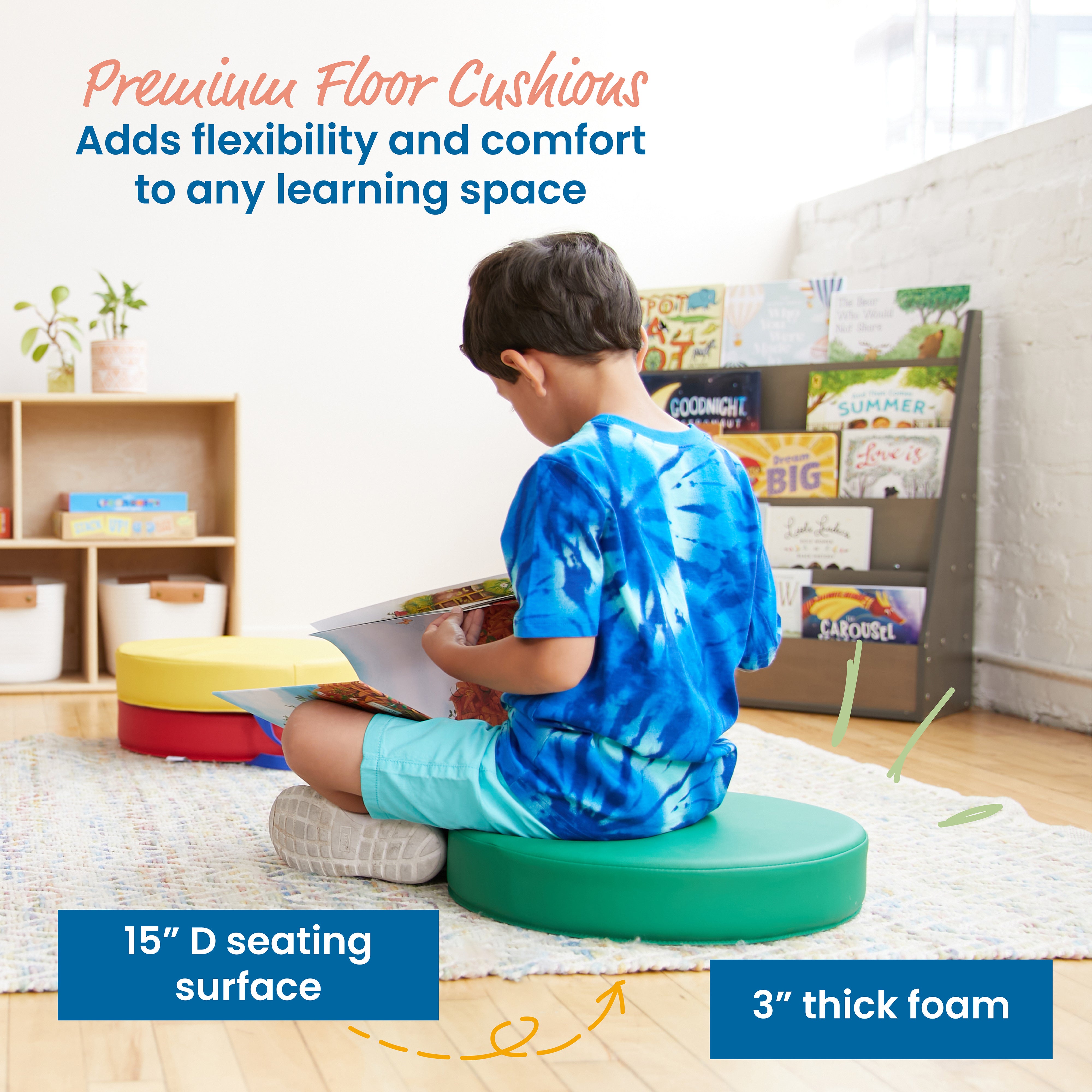 SoftZone Round Carry Me Floor Cushion 4-Piece - Assorted
