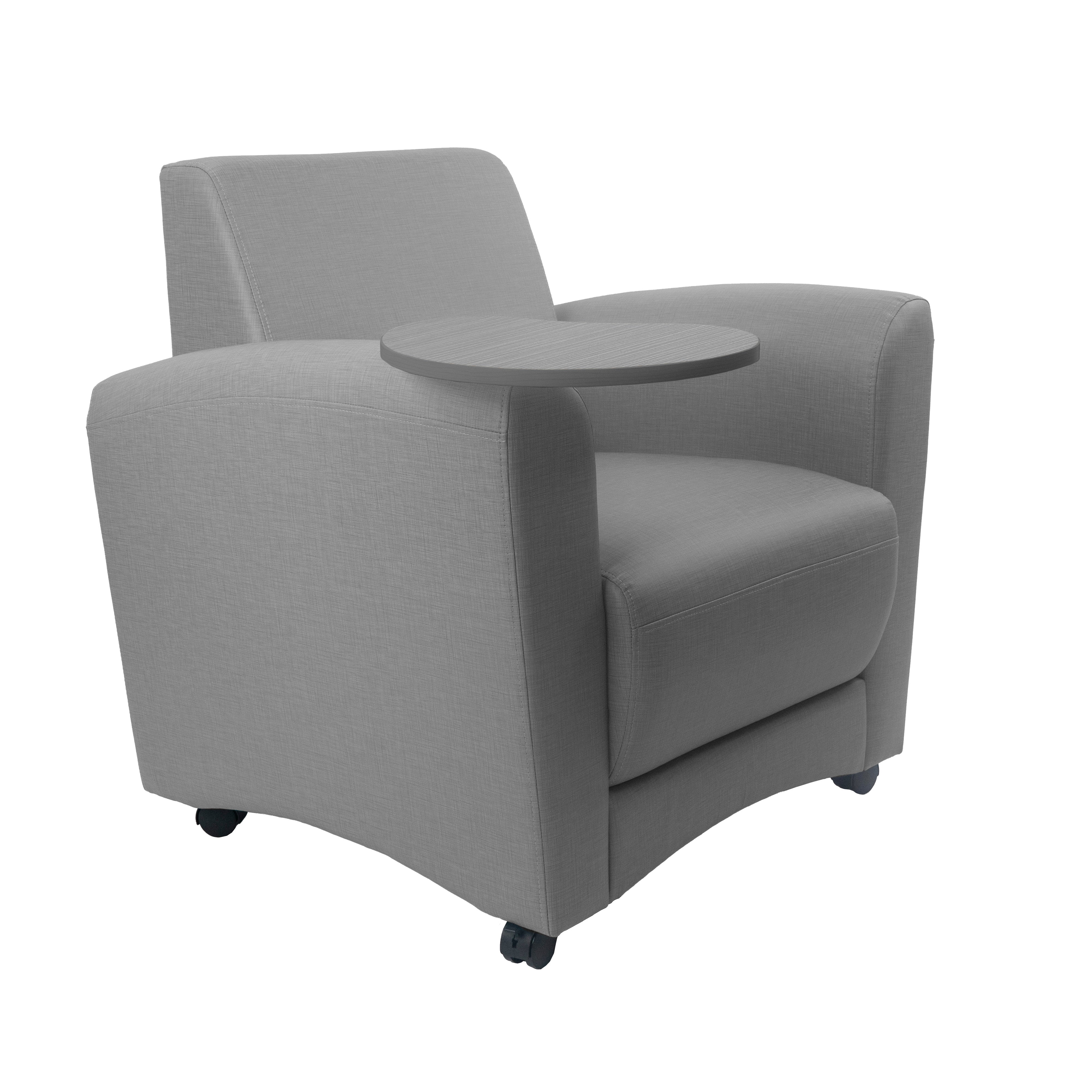Pro Series Upholstered Common Area Chair with Tablet - Slate Gray Crosshatch/Cosmic Strandz