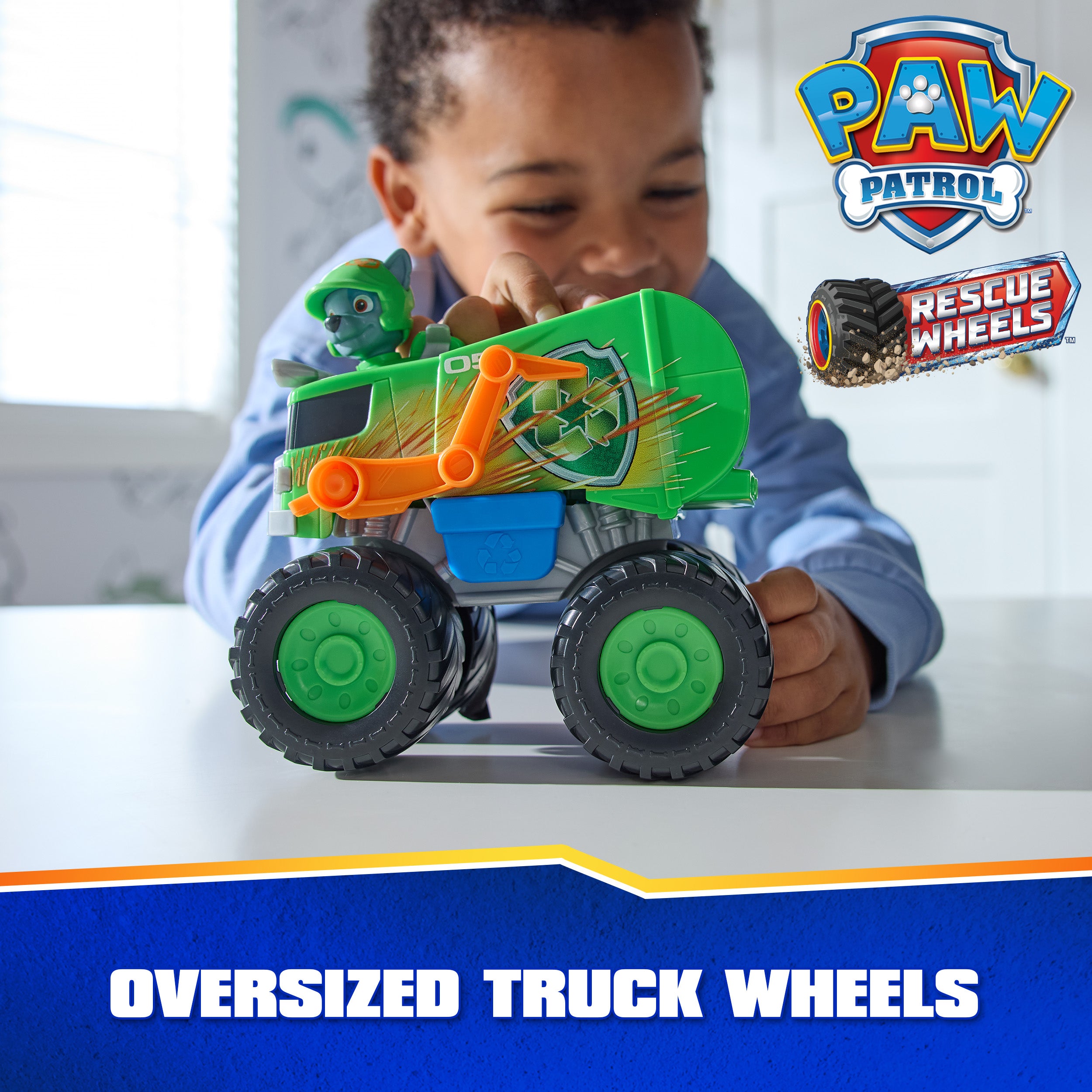 PAW Patrol: Rescue Wheels Rocky’s Recycle Truck, Toy Truck with Projectile Launcher and Collectible Action Figure, Kids Toys for Boys & Girls Ages 3+