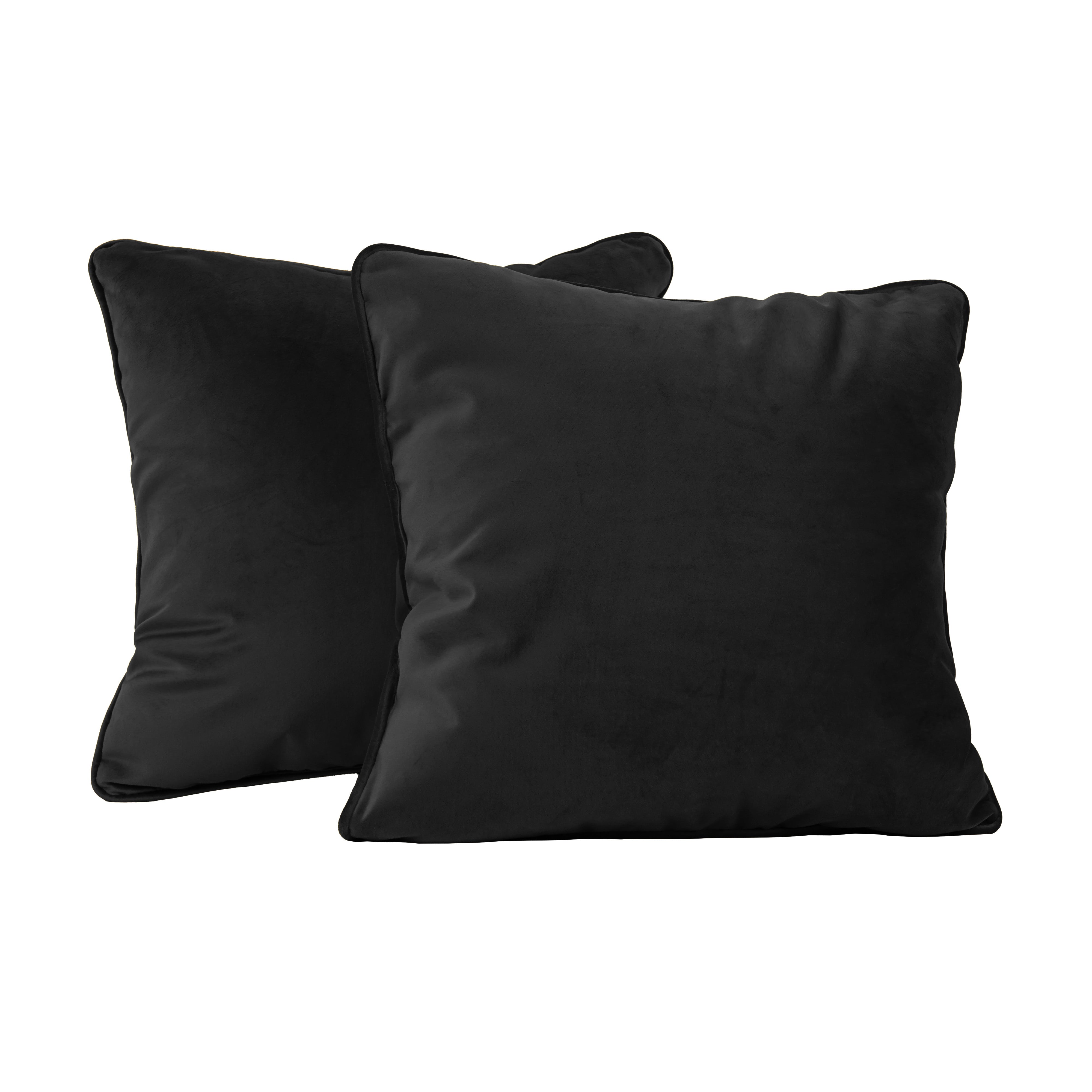 18" x 18" Square Microfiber Pillow with Piping, 2-Piece - Onyx