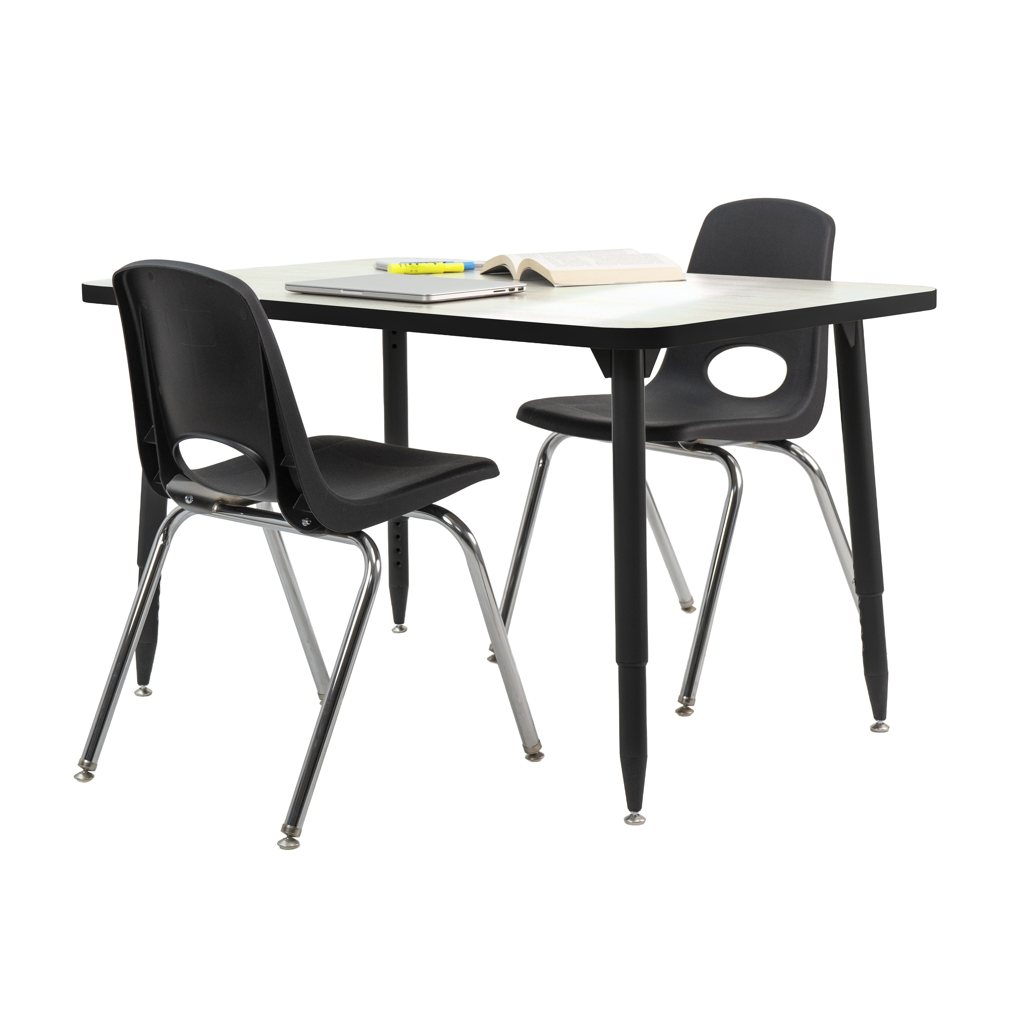 Adapte 30" x 48" Rectangle Dry-Erase Activity Table with Adjustable Tapered Legs - Whiteboard/Black