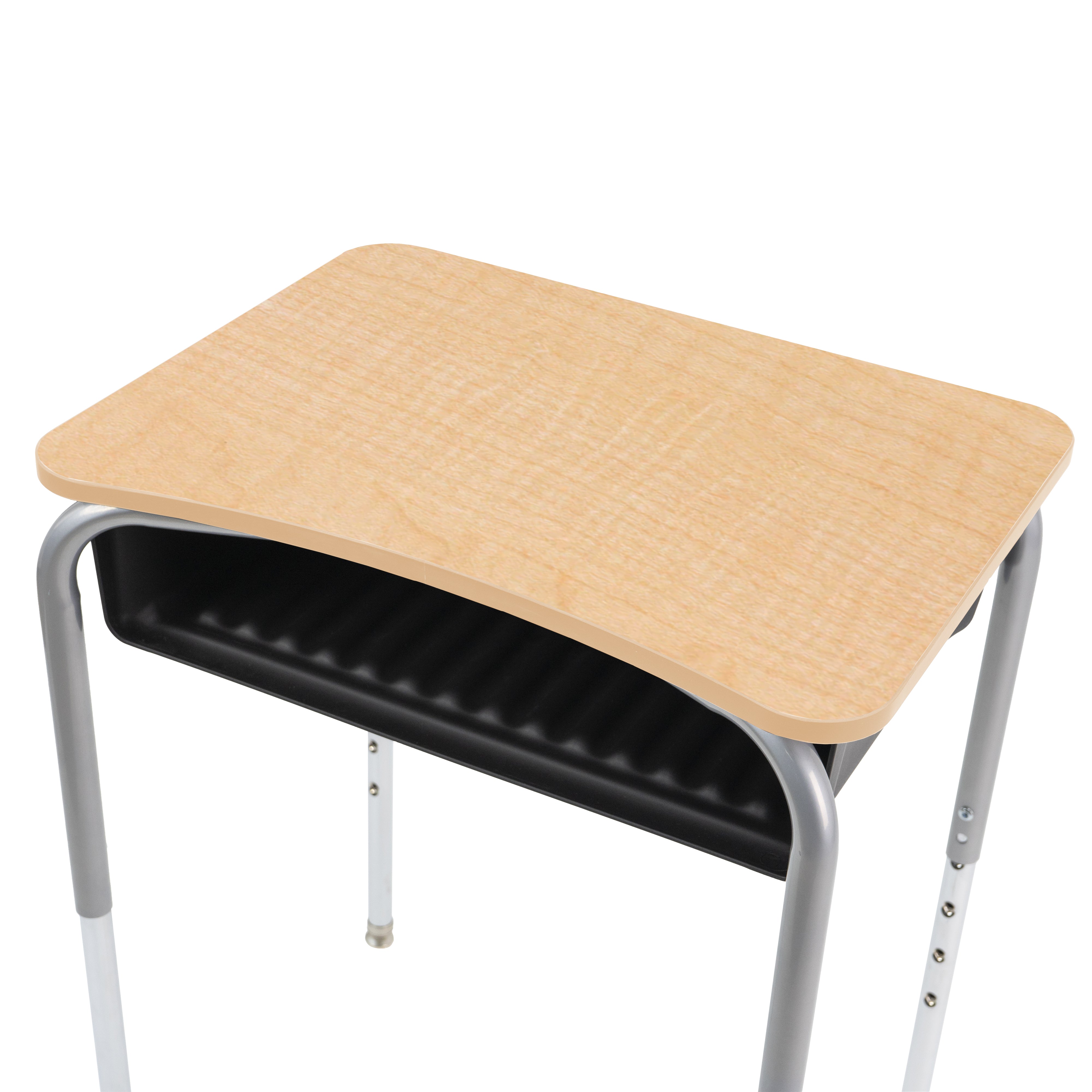 18" x 24" Belly Curve Open Front Desk with Book Box, 2-pack - Maple/Maple/Silver/Black