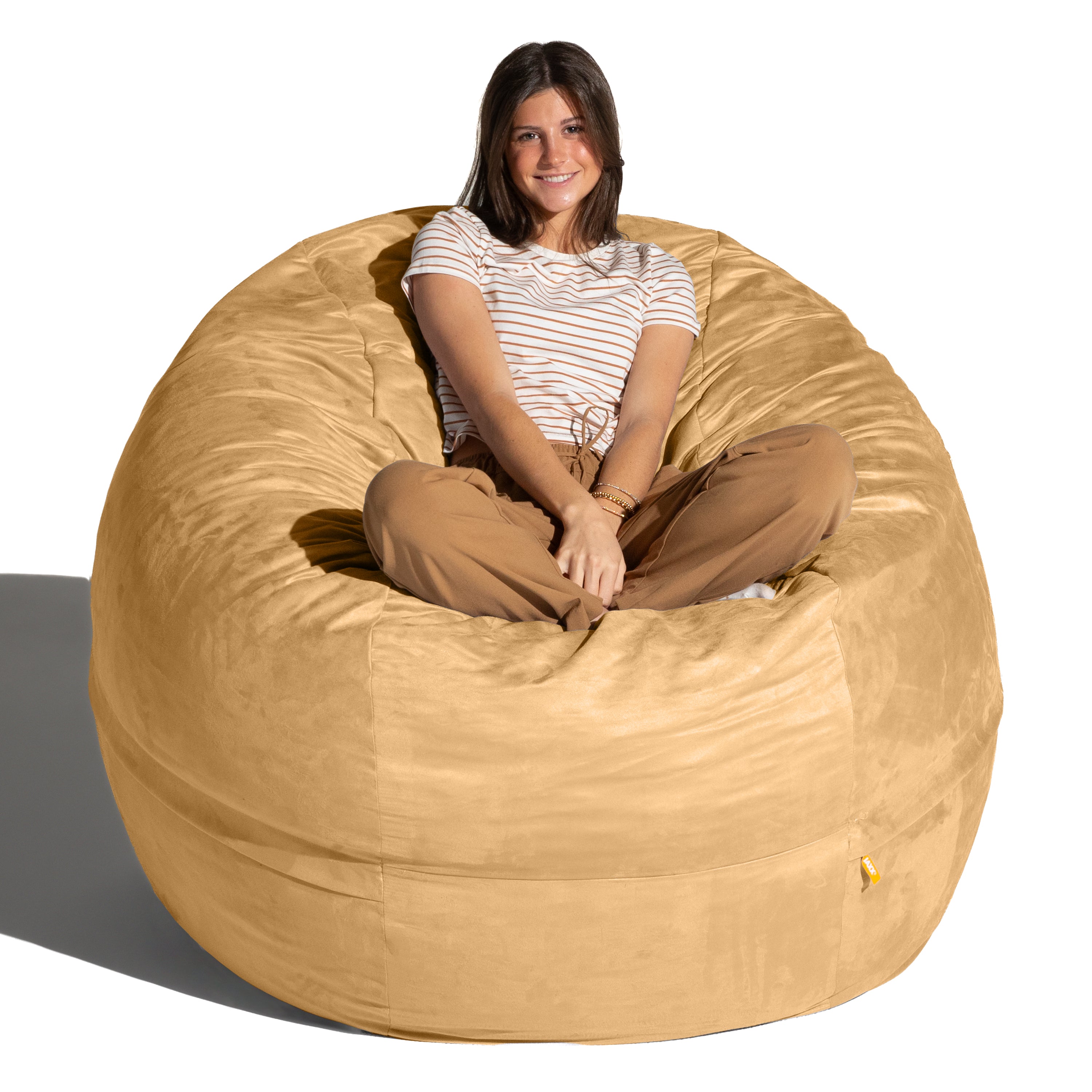 Jaxx Saxx 5 Foot Large Bean Bag w/ Removable Cover, Camel
