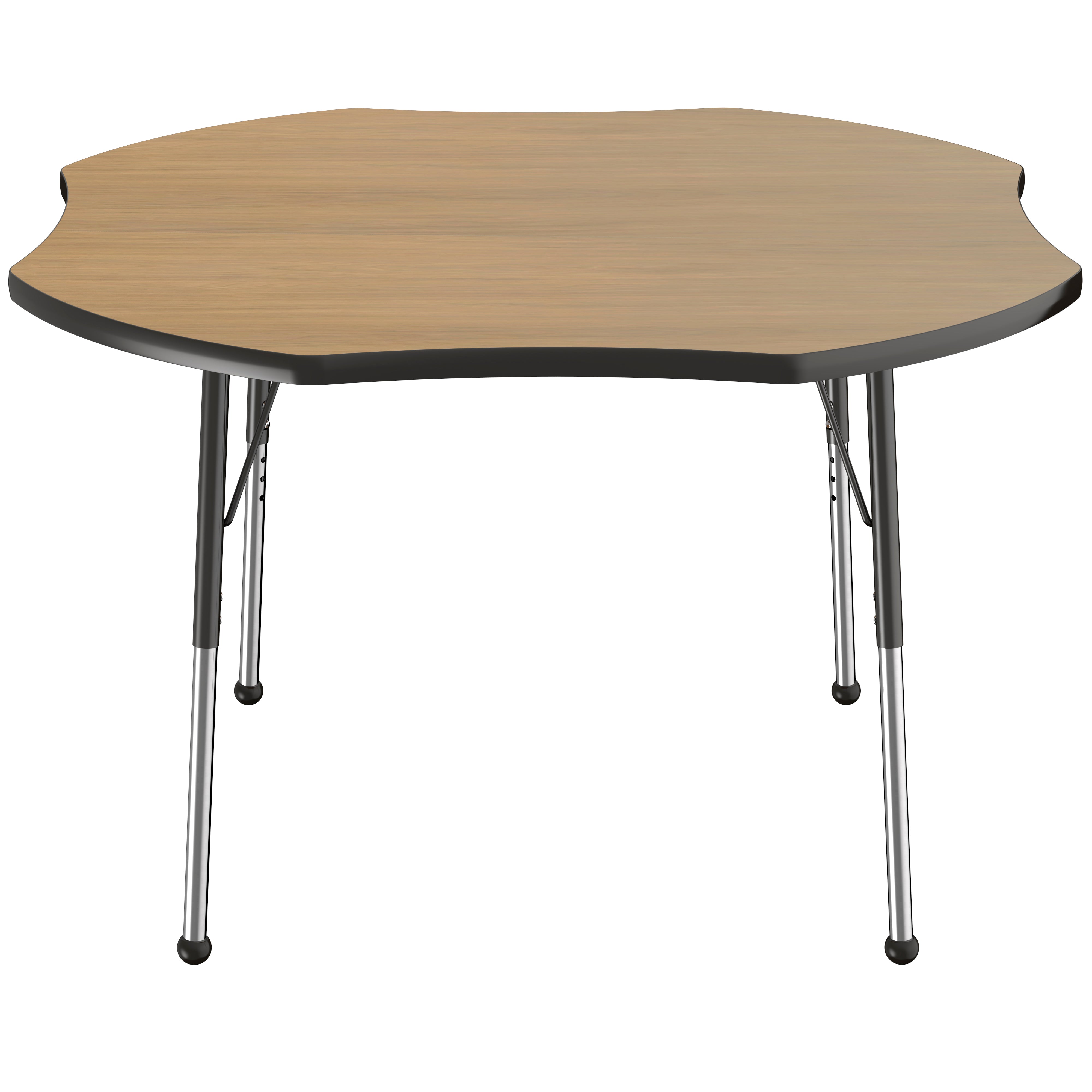 48" x 48" Clover T-Molding Activity Table with Adjustable Standard Ball Glide Legs - Pasadena Oak/Black
