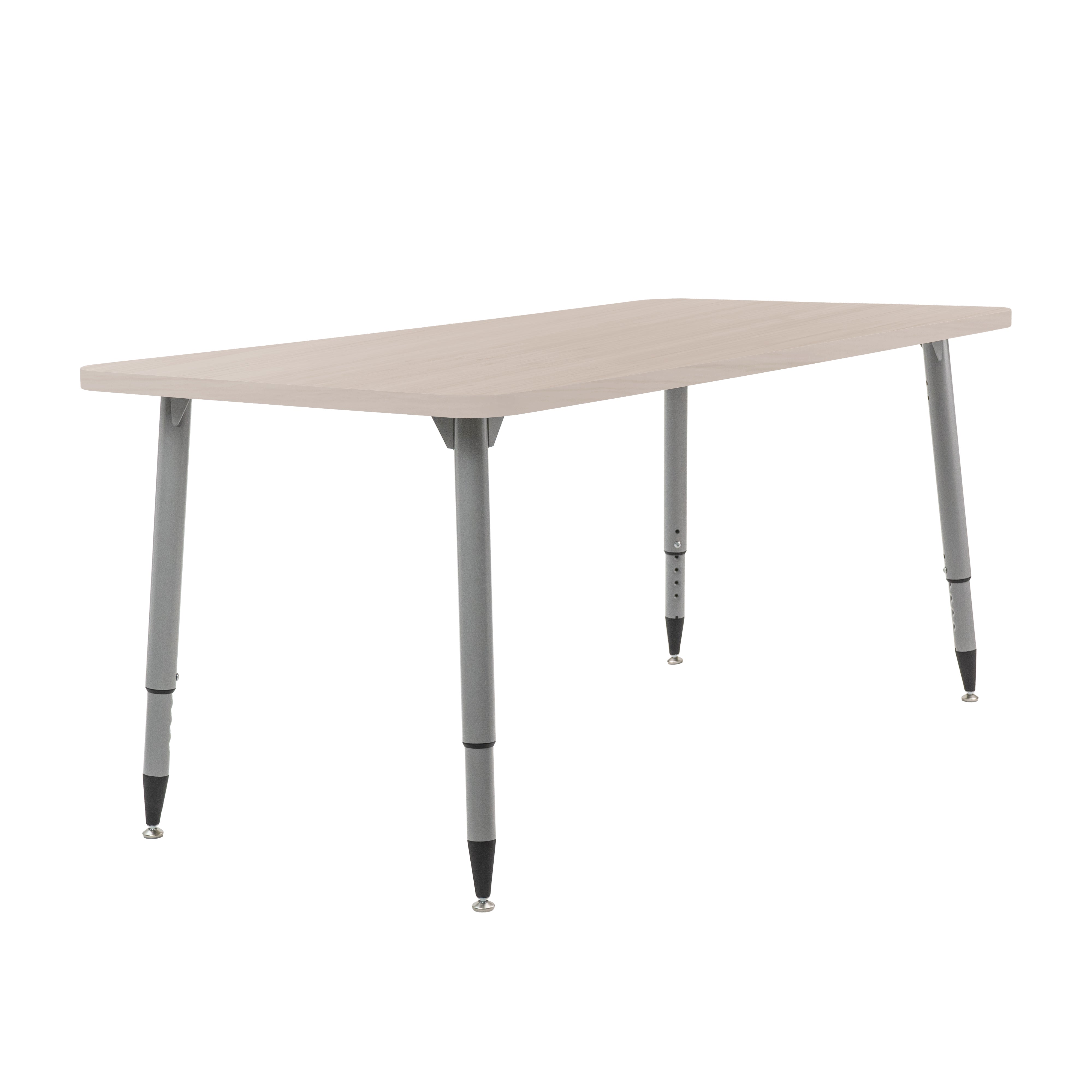 Adapte 30" x 60" Rectangle Woodgrain Activity Table with Adjustable Tapered Legs - Asian Sand/Silver