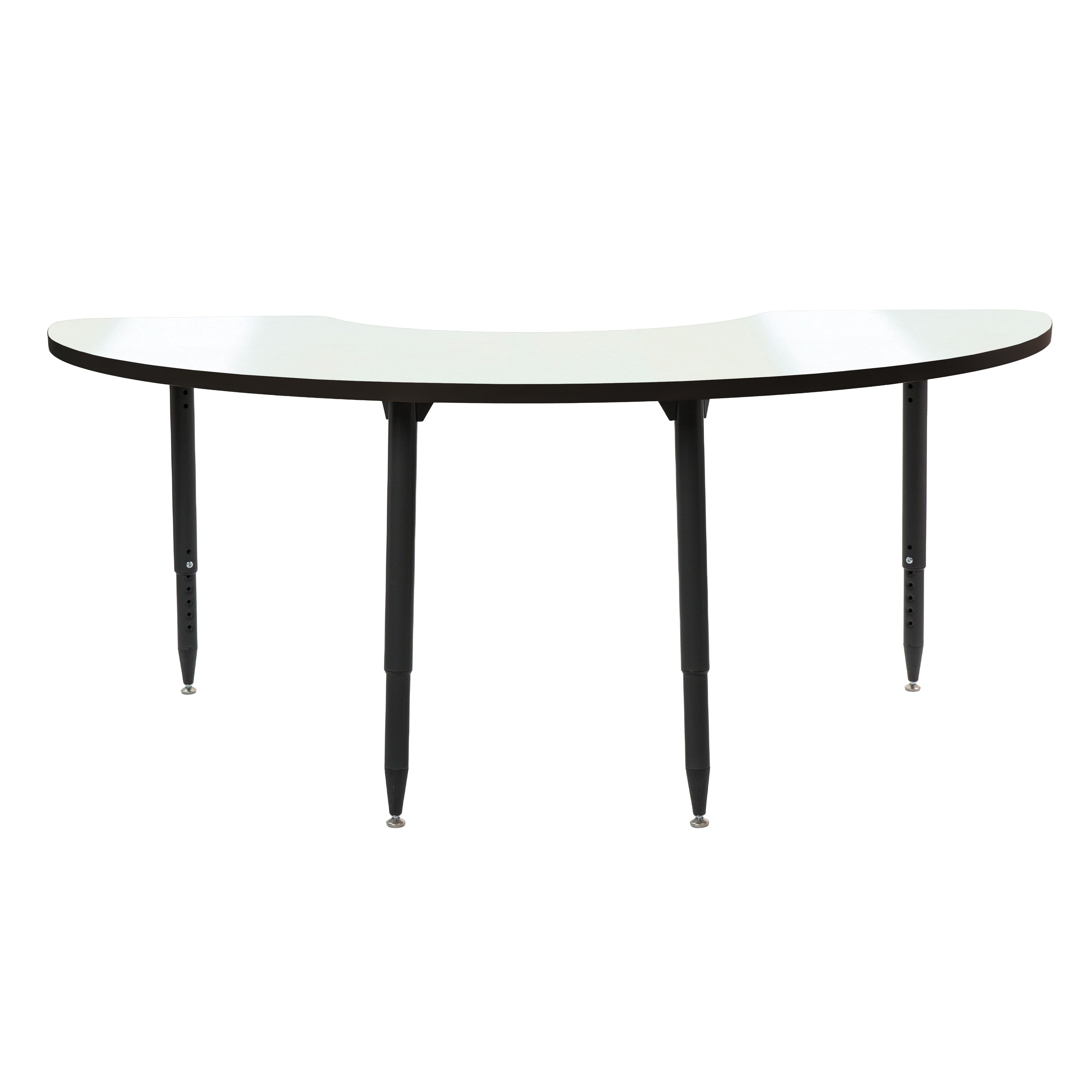 Adapte 36" x 72" Half Moon Dry-Erase Activity Table with Adjustable Tapered Legs - Whiteboard/Black
