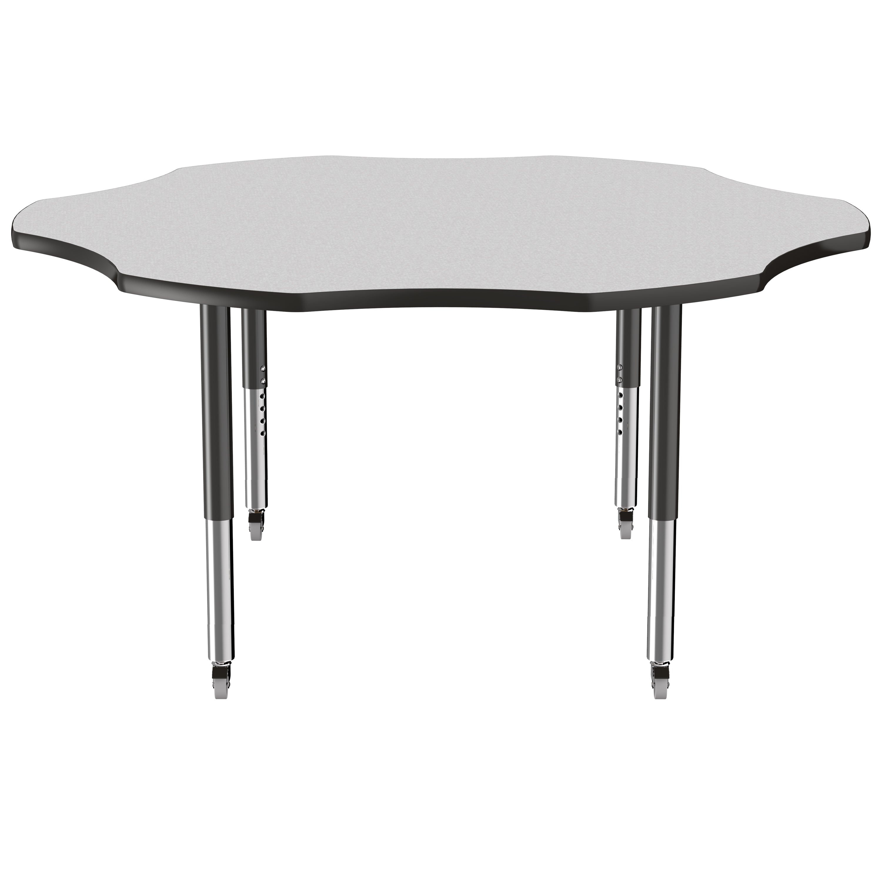 60" x 60" Flower T-Molding Activity Table with Adjustable Super Legs - Gray/Black