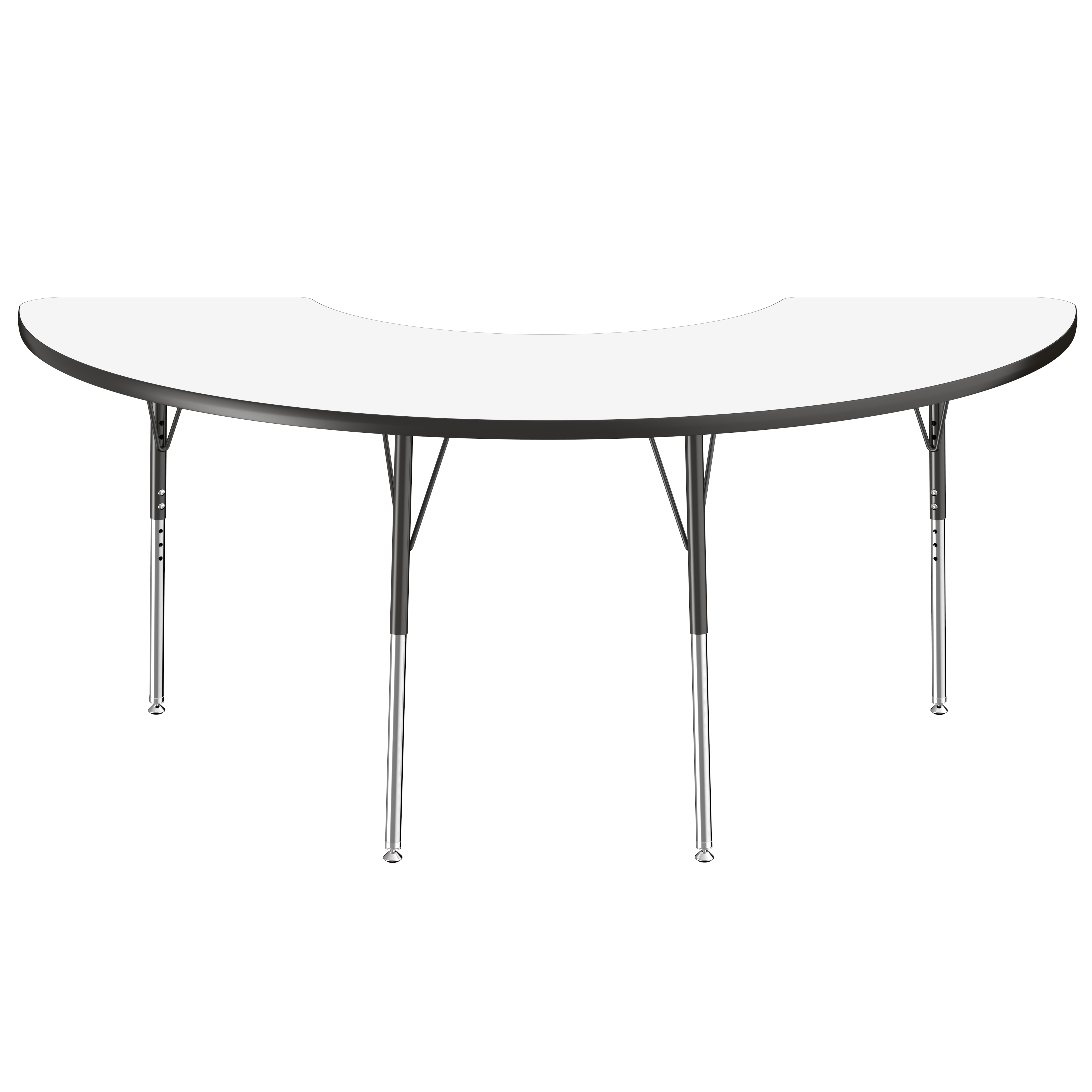 36" x 72" Half Moon Dry-Erase Activity Table with Adjustable Standard Swivel Glide Legs - Whiteboard/Black