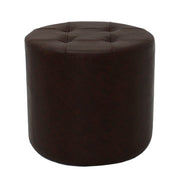 Rustic Tufted Round Ottoman 16" Height - Walnut
