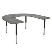 60" x 66" Horseshoe La Madera Activity Table with Adjustable Super Legs - Light Gray Wood/Black