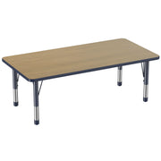 30" x 60" Rectangle T-Molding Activity Table with Adjustable Chunky Legs - Pasadena Oak/Navy