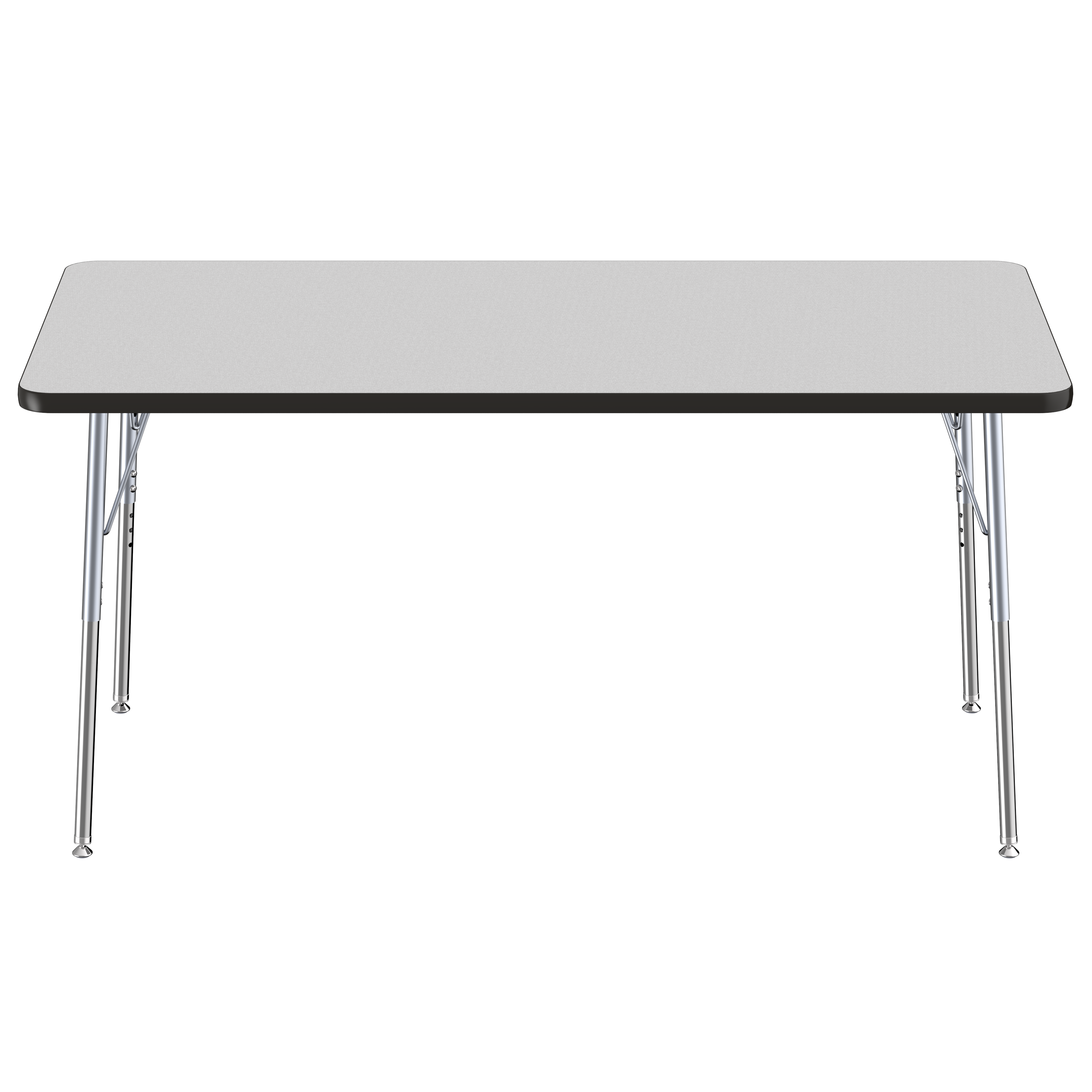 30" x 60" Rectangle T-Molding Activity Table with Adjustable Standard Swivel Glide Legs - Gray/Black/Silver