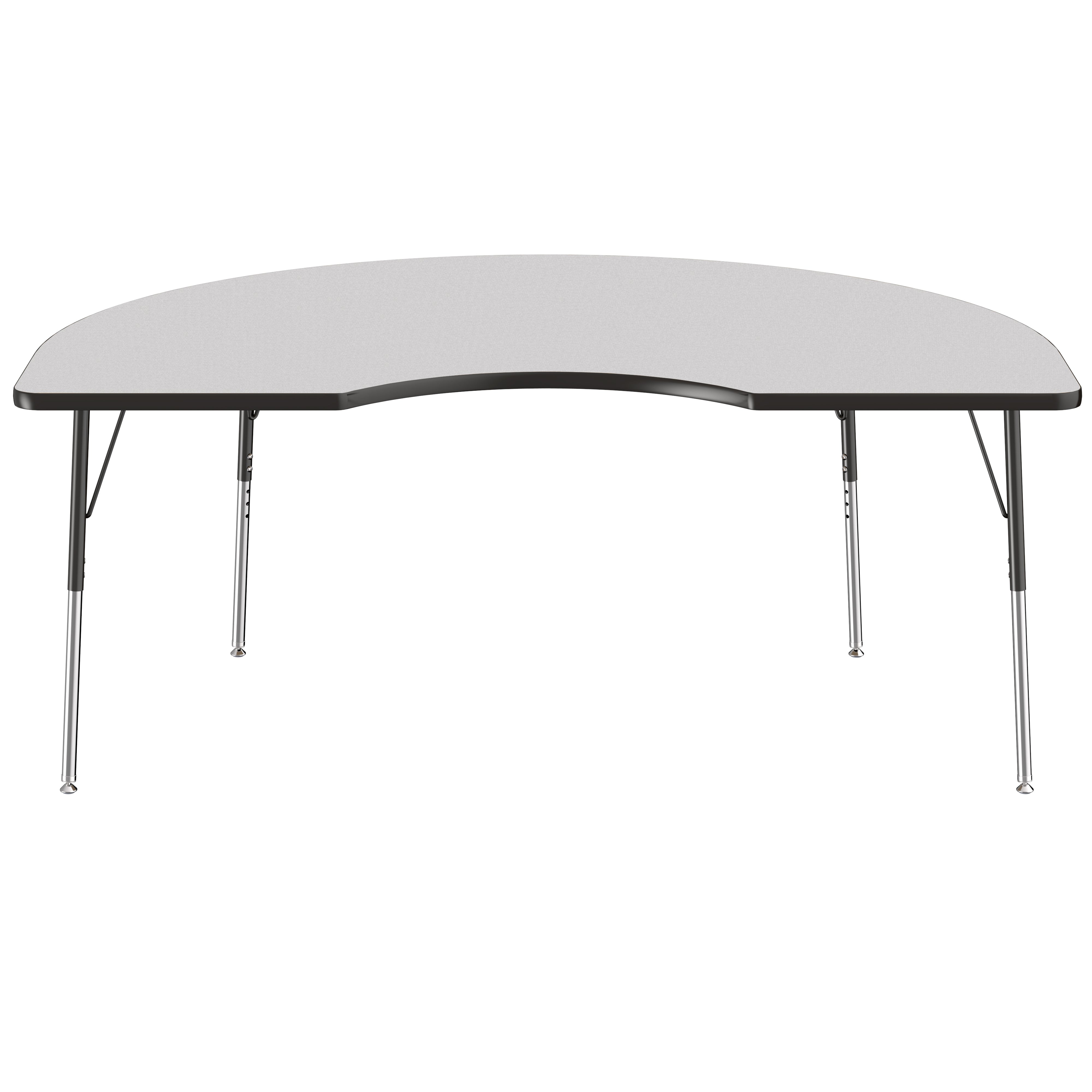 48" x 72" Kidney Thermofused Activity Table with Adjustable Standard Swivel Glide Legs - Gray/Black