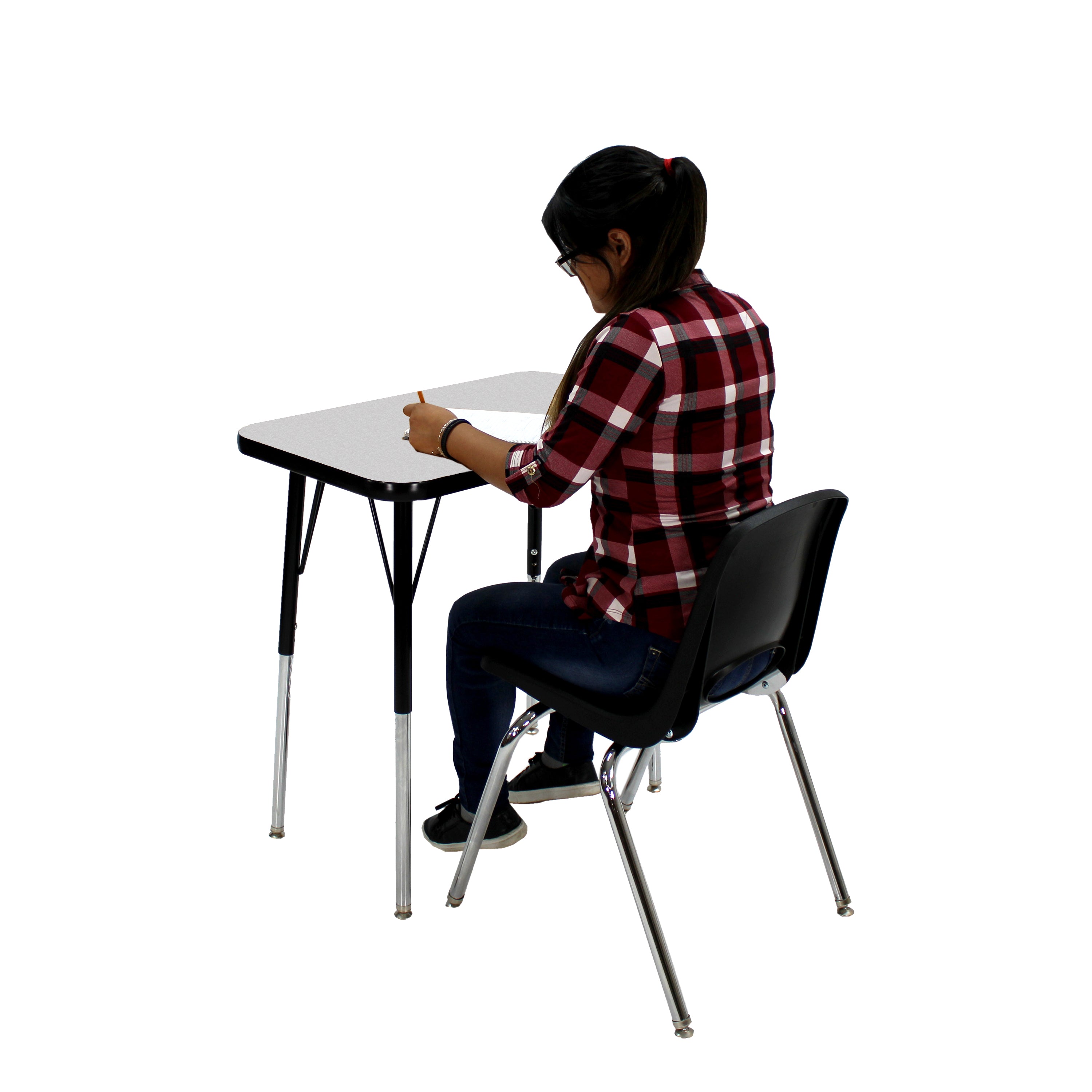 18" x 30" Rectangle T-Molding Activity Table with Adjustable Standard Swivel Glide Legs - Gray/Black