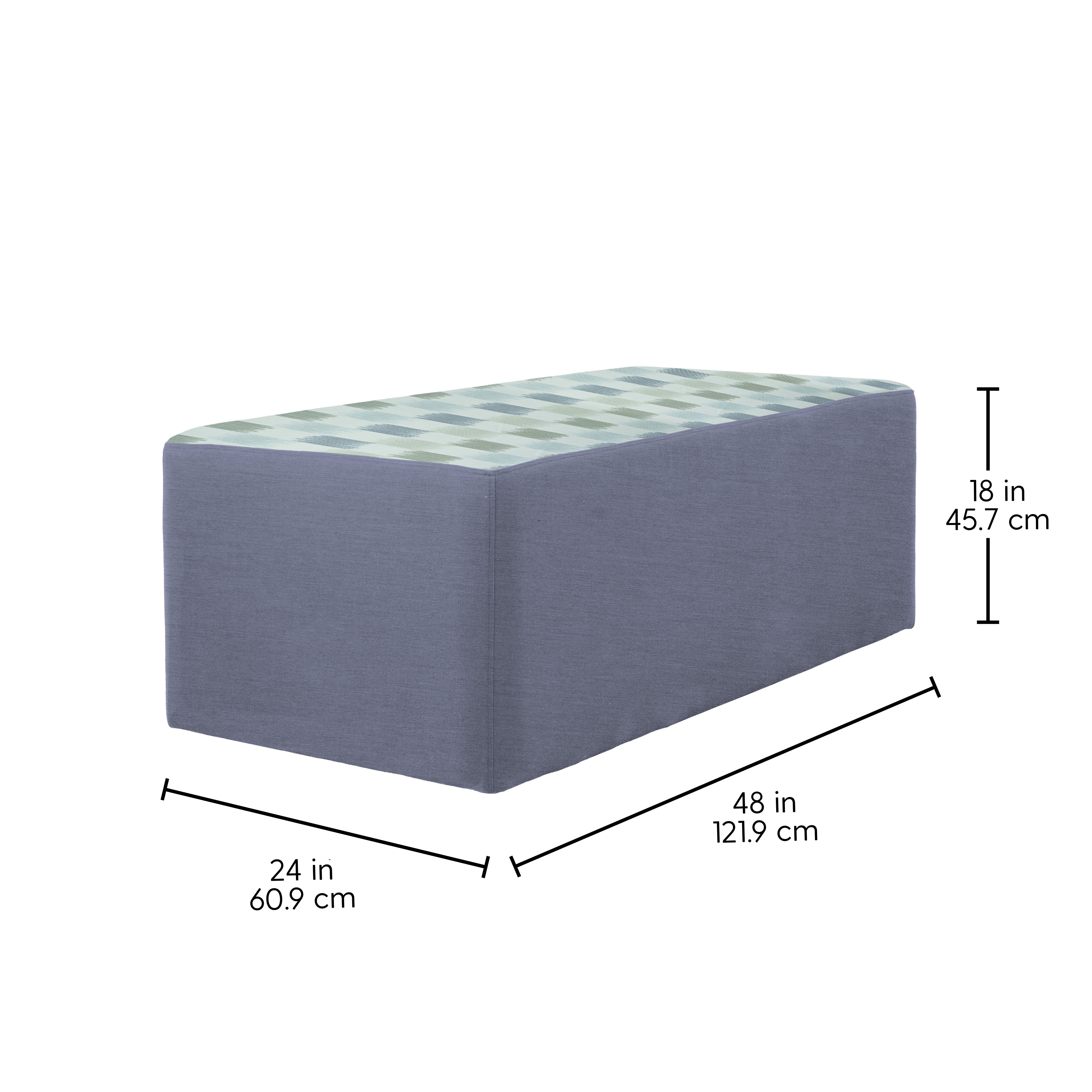Outdoor 24" x 48" Rectangle Ottoman with Sunbrella, 18" H - Dream Mist/Canvas Haze