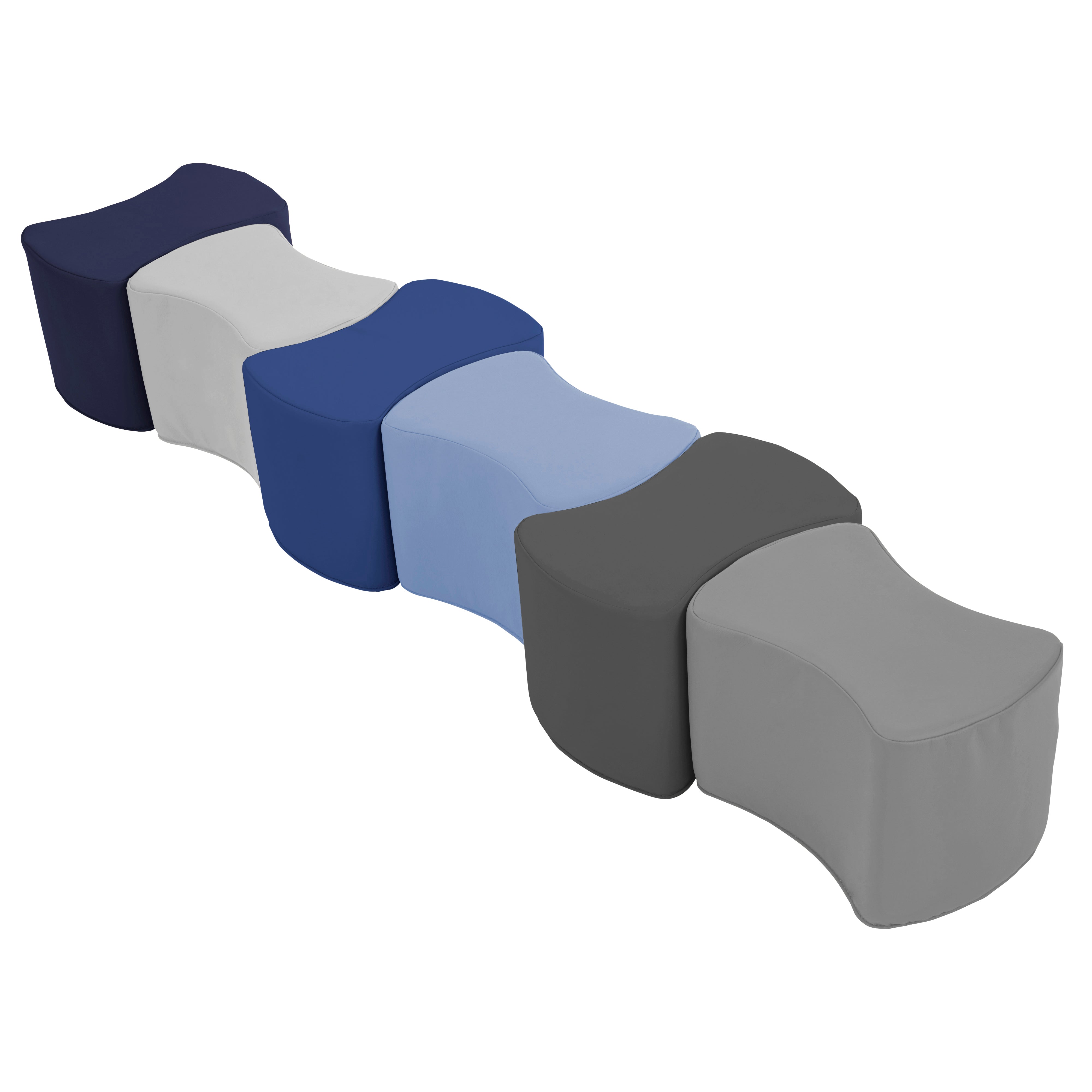 SoftScape Butterfly Seating Set 10" Height, 6-Piece - Navy/Powder Blue