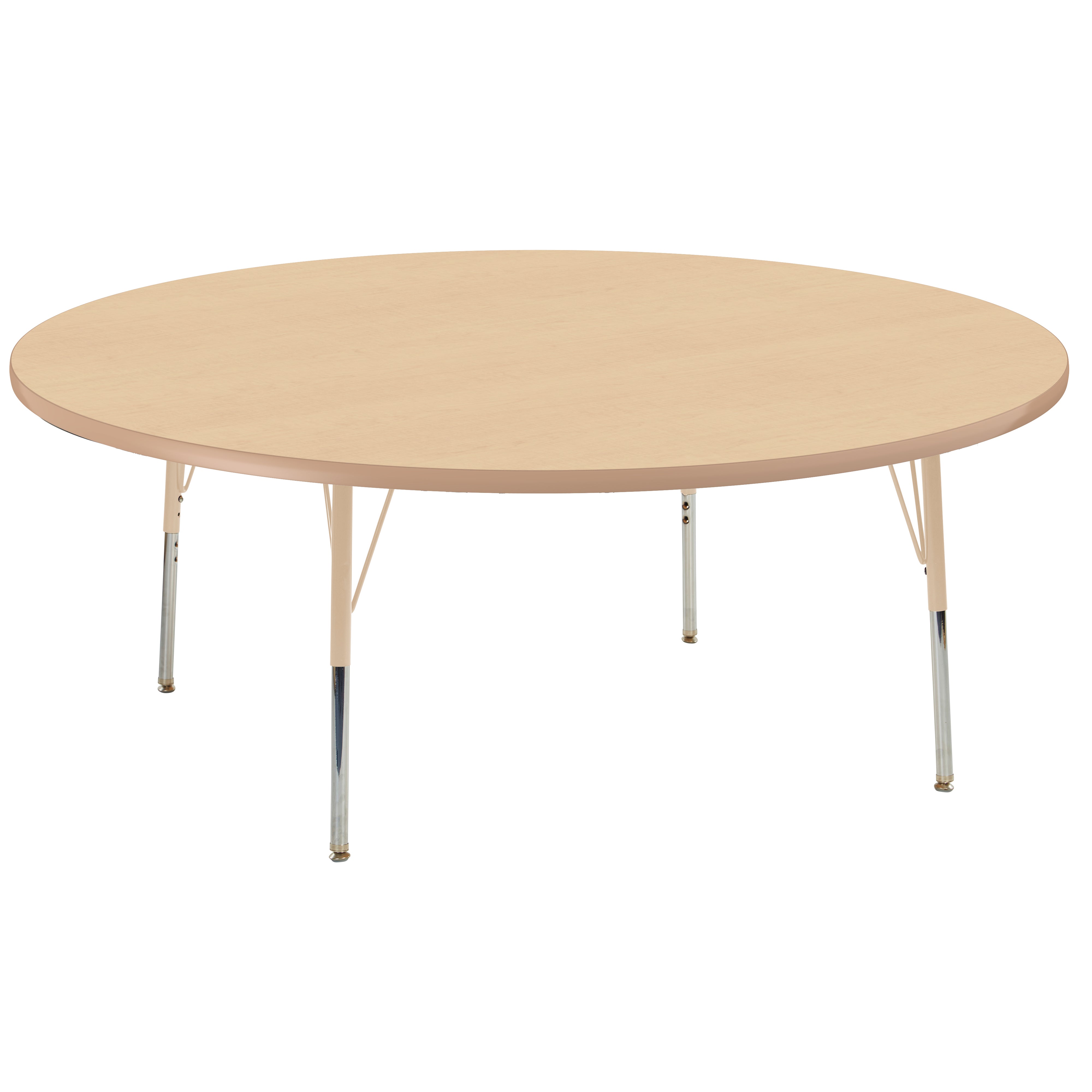 60" Round T-Molding Activity Table with Adjustable Standard Swivel Glide Legs - Maple/Sand