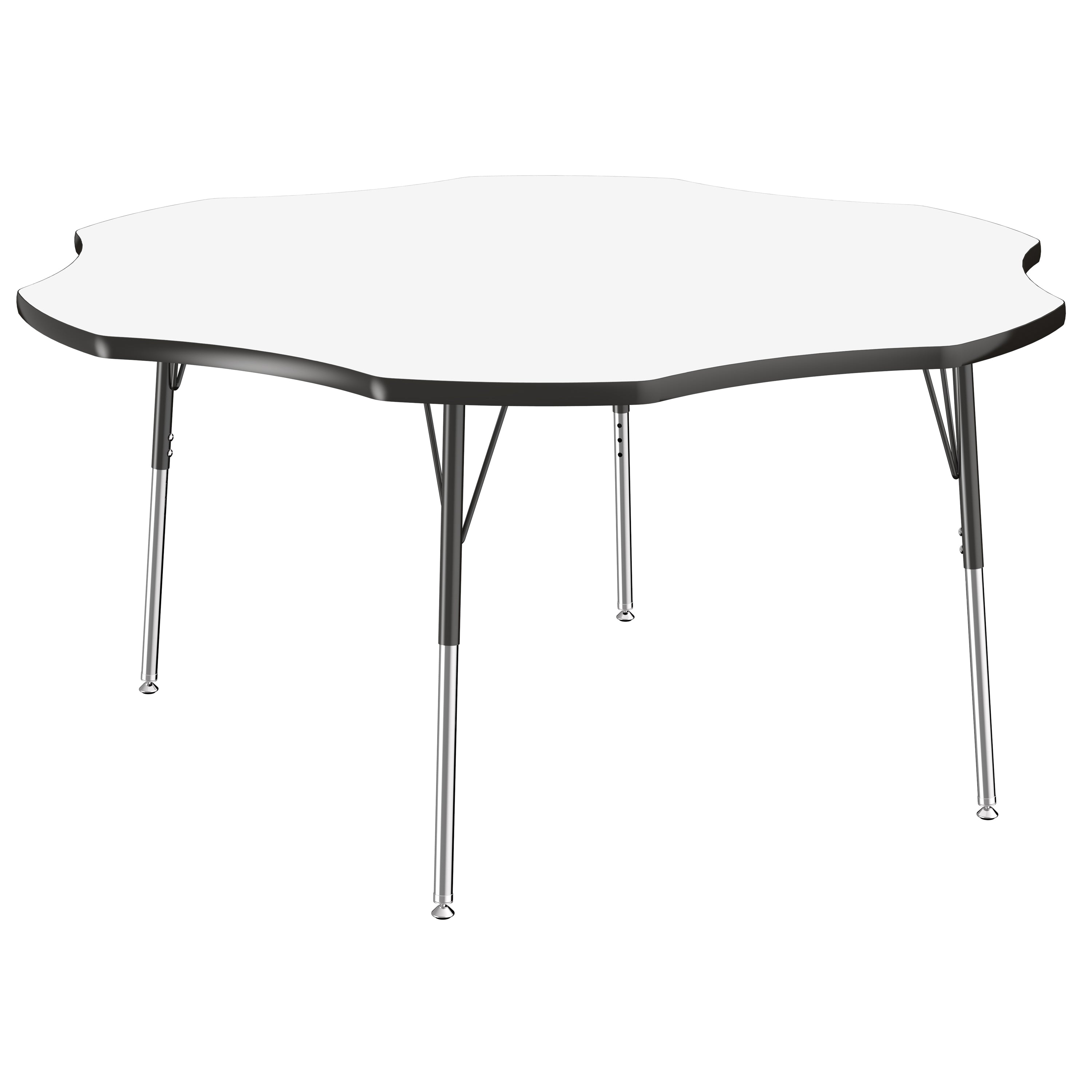 60" x 60" Flower Dry-Erase Activity Table with Adjustable Standard Swivel Glide Legs - Whiteboard/Black