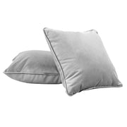 15" x 15" Square Microfiber and Faux Leather Pillow with Piping, 2-Piece - Sterling