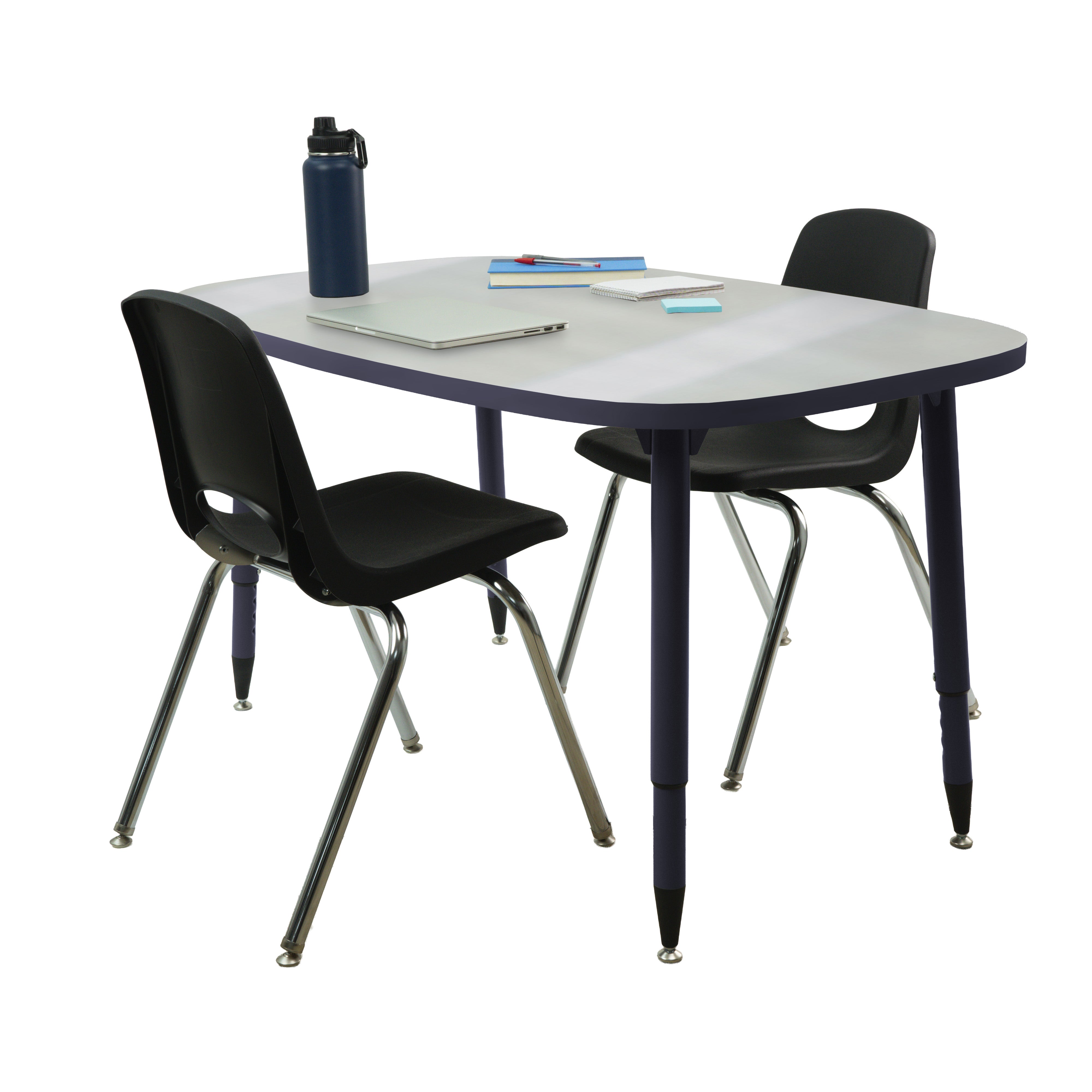 Adapte 31" x 50" Rounded Rectangle Dry-Erase Activity Table with Adjustable Tapered Legs - Whiteboard/Navy