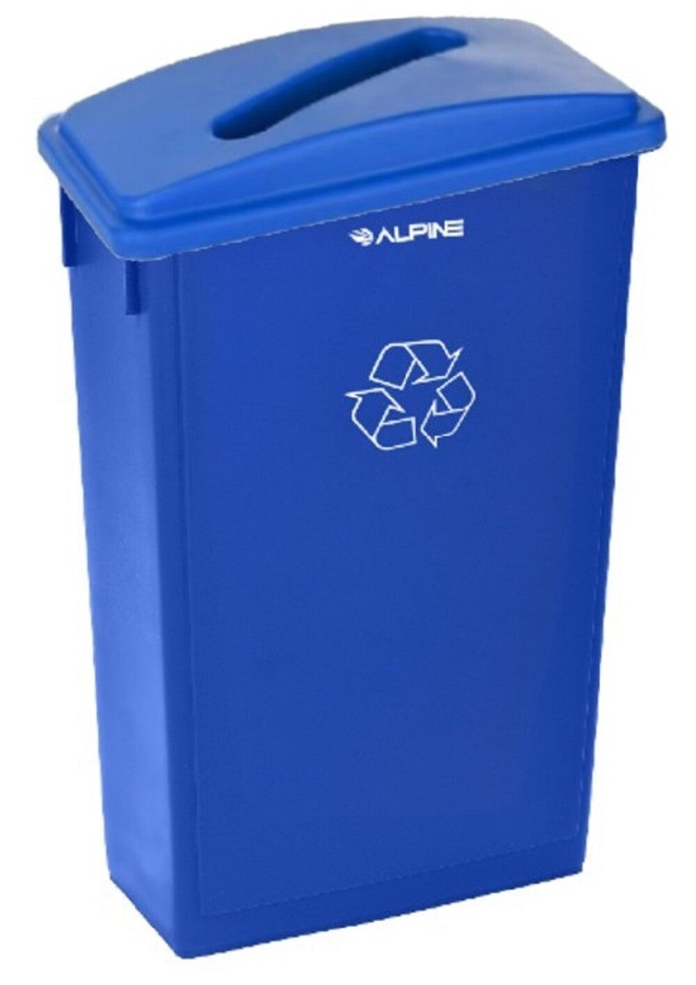 Blue Trash Can Recycle Bin and Paper Slotted Recycling Lid