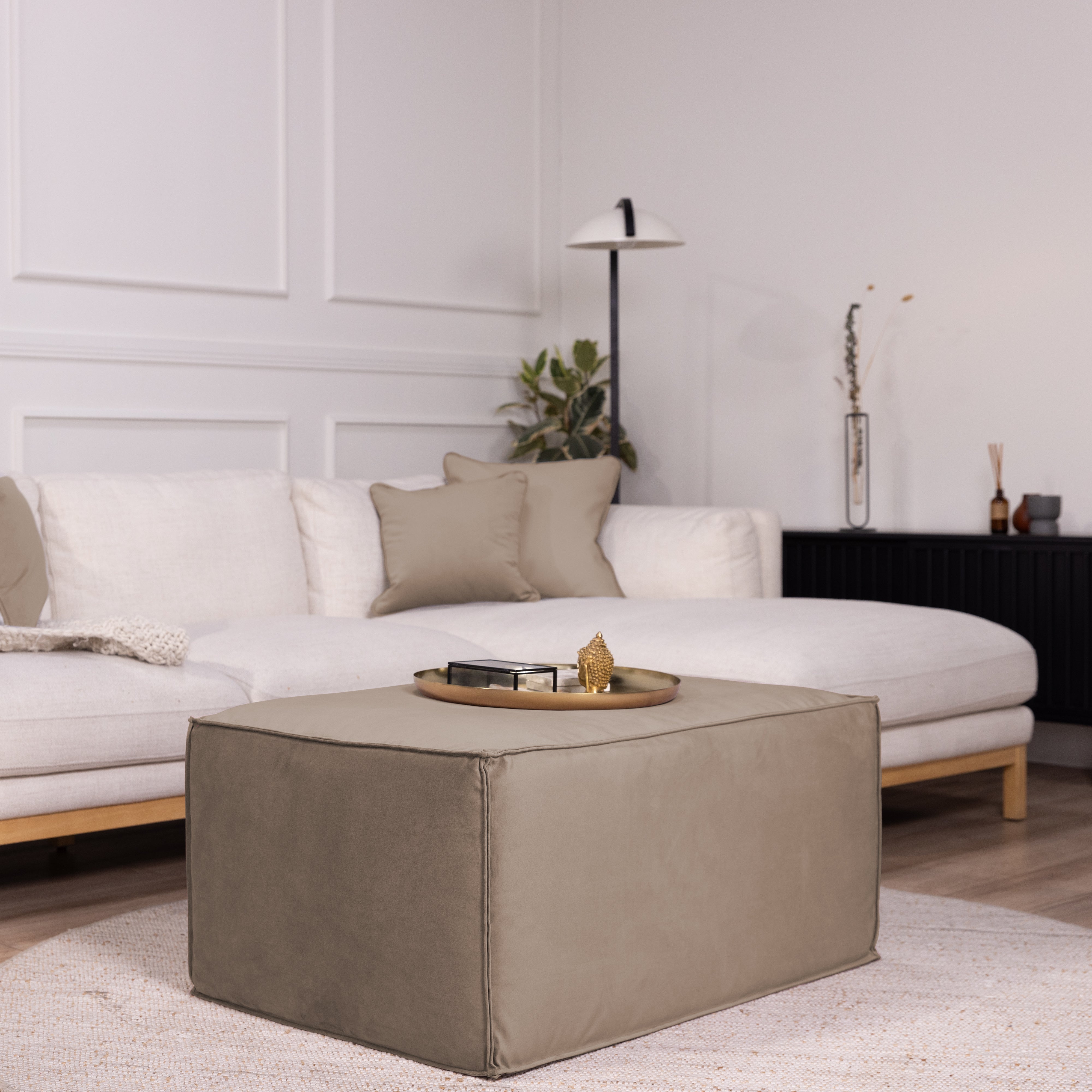 Overstuffed 36" x 24" Rectangle Microfiber Ottoman, 16" Height - Caffe