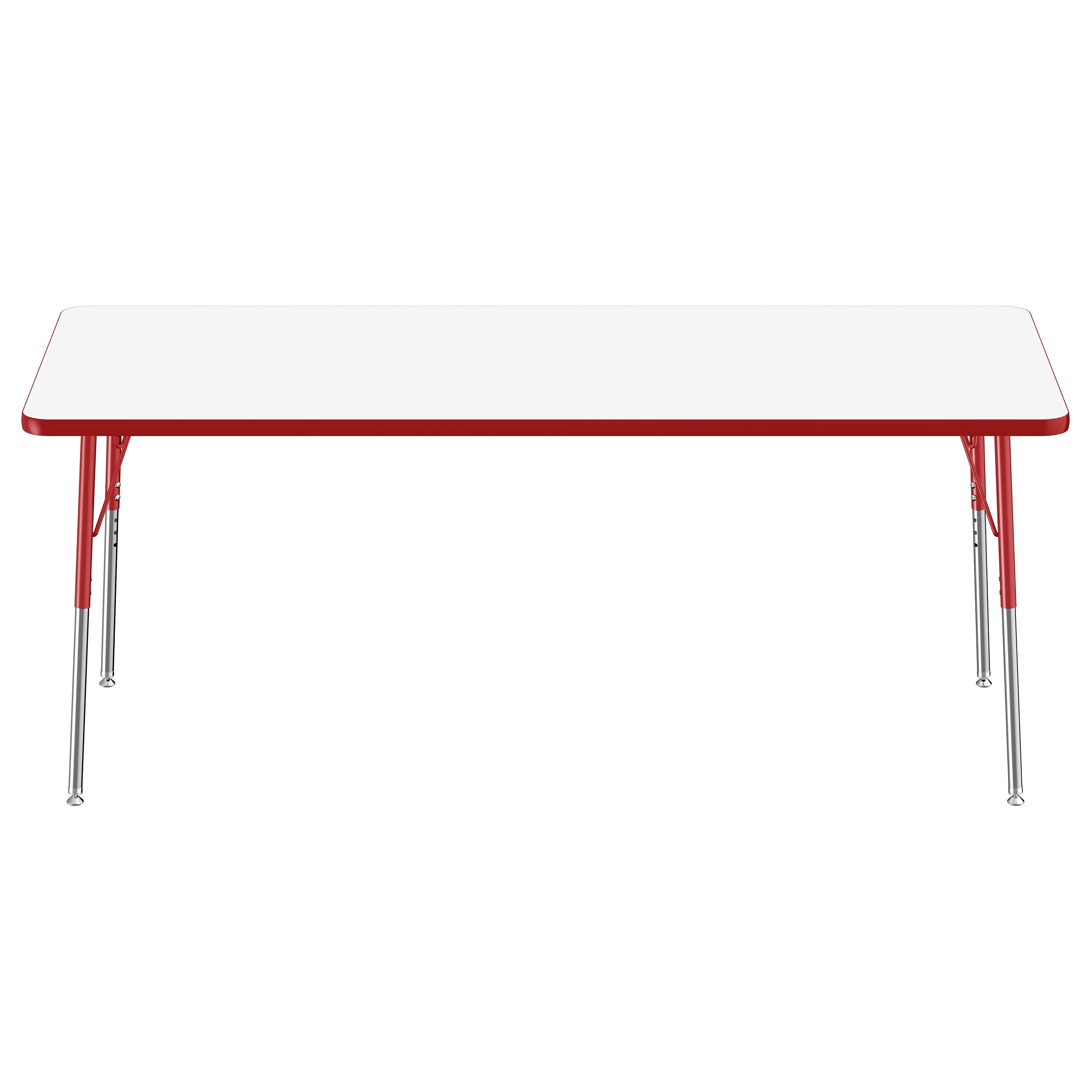 30" x 72" Rectangle Dry-Erase Activity Table with Adjustable Standard Swivel Glide Legs - Whiteboard/Red