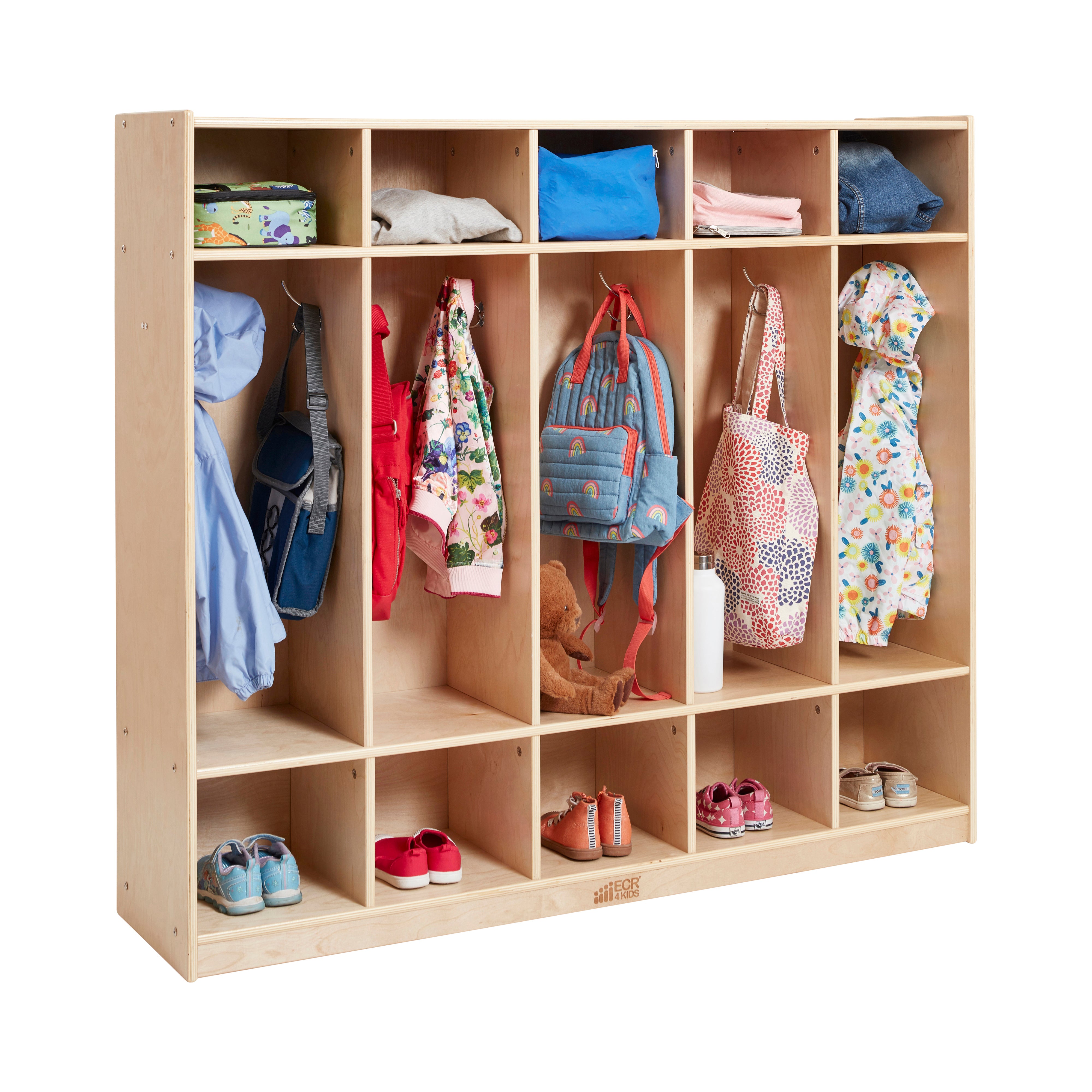 5-Section Straight Coat Locker - Natural