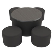 Pro Series 30" Round Ottoman Table with Round 12" H Seating, 5-Piece Set - Black/Cosmic Strandz