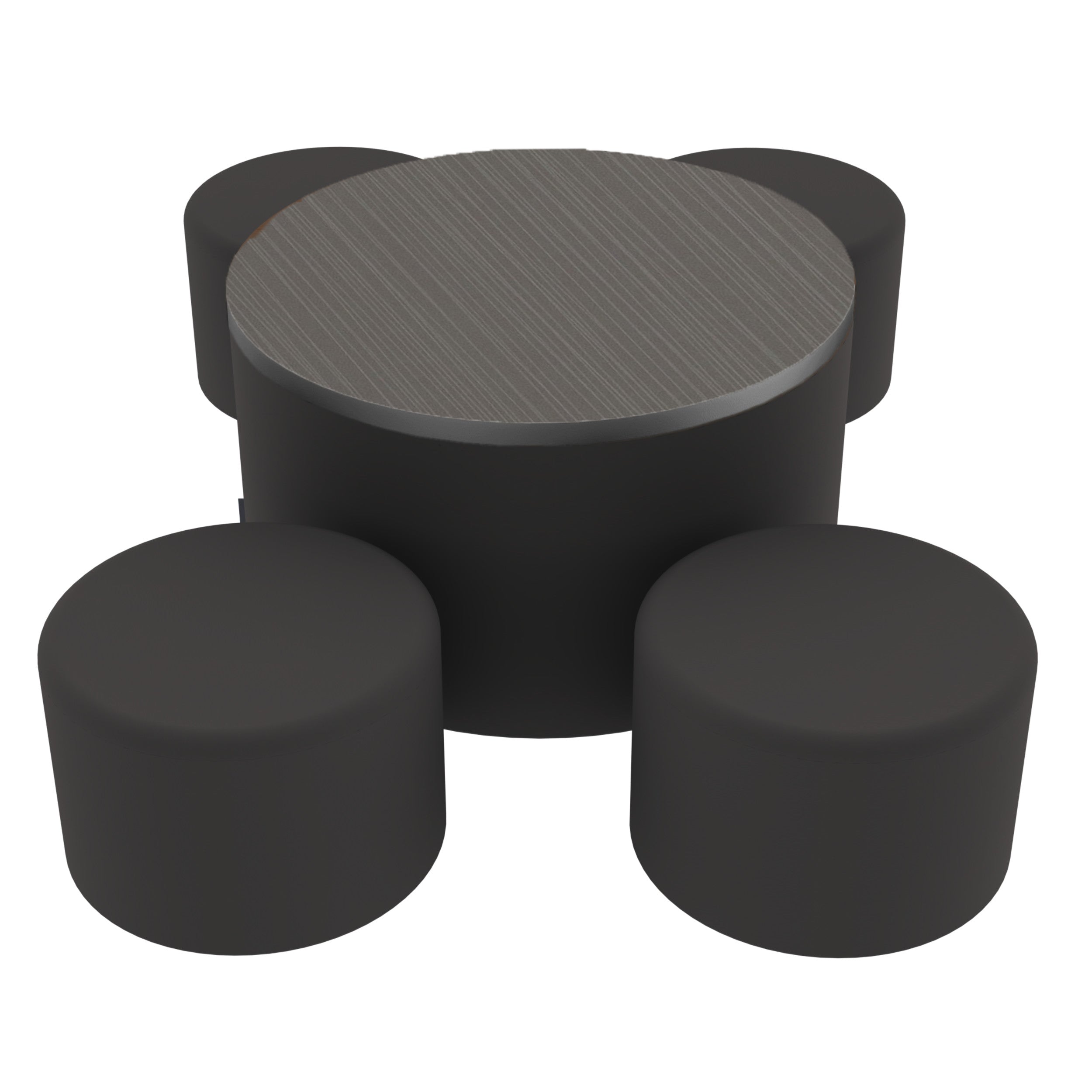 Pro Series 30" Round Ottoman Table with Round 12" H Seating, 5-Piece Set - Black/Cosmic Strandz