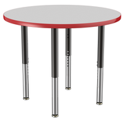 36" Round T-Molding Activity Table with Adjustable Super Legs - Gray/Red/Black