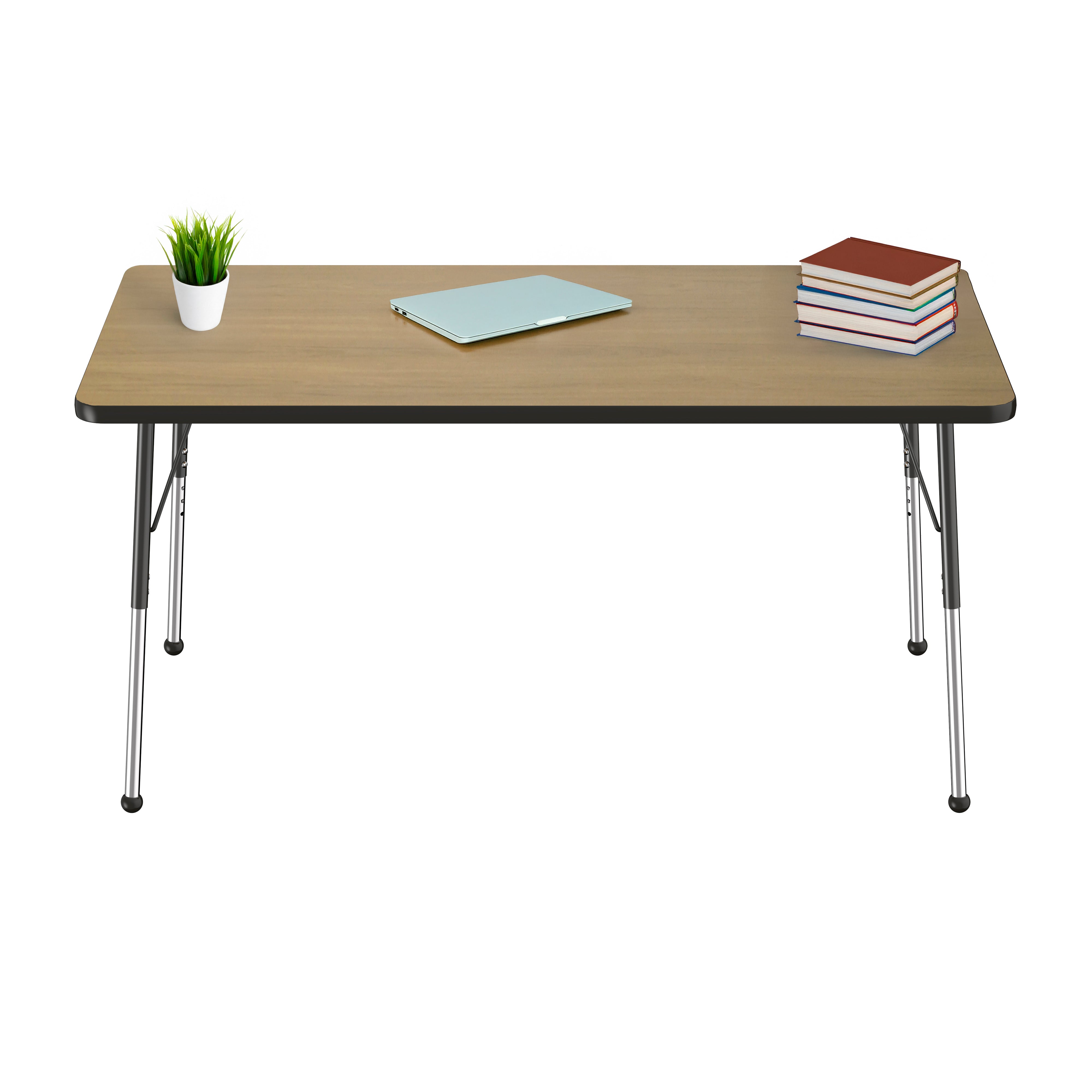 36" x 60" Rectangle T-Molding Activity Table with Adjustable Standard Ball Glide Legs - Pasadena Oak/Black