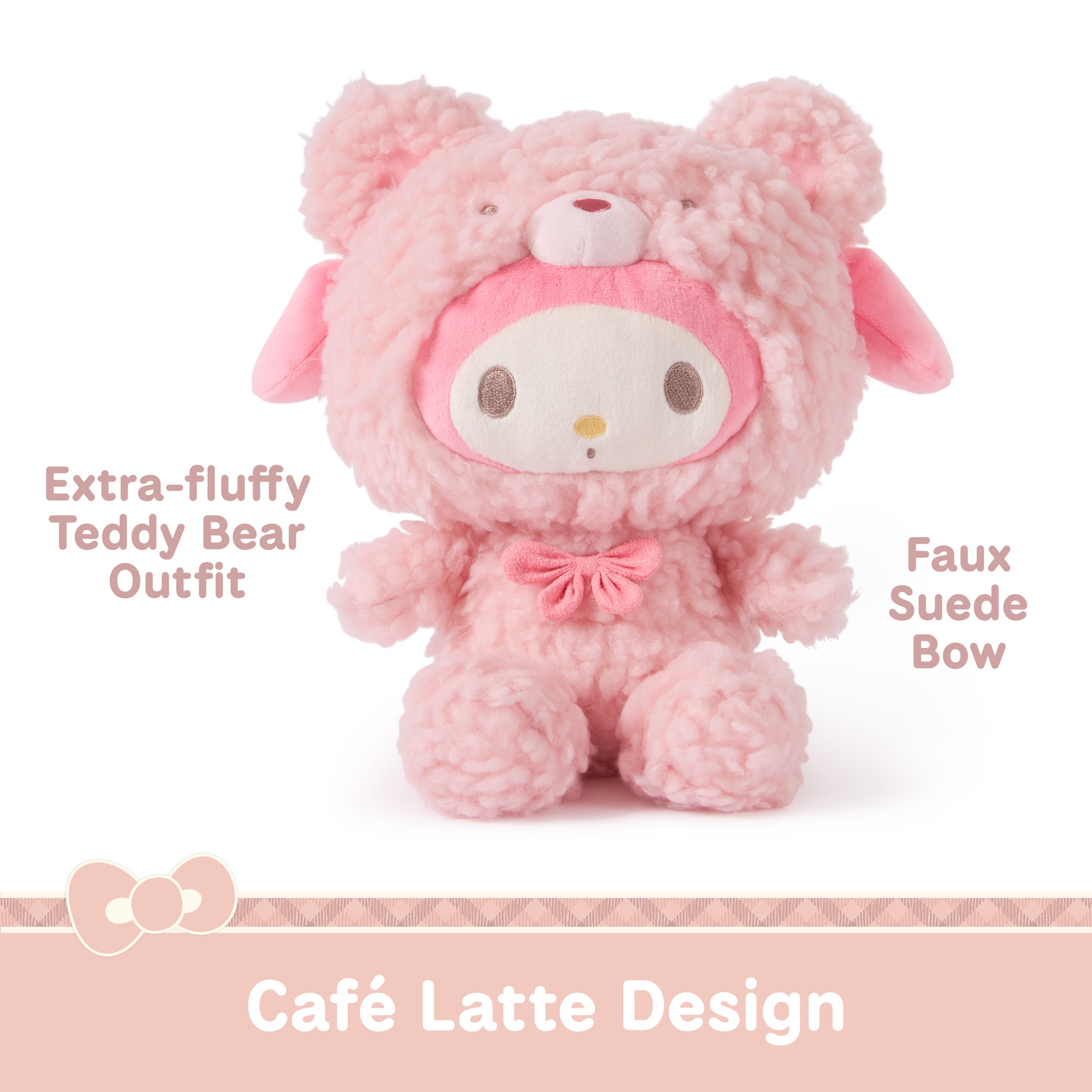 GUND Sanrio Official Hello Kitty and Friends My Melody Café Latte Teddy Bear Plush, Collectible Plush Toy, Stuffed Animal for Ages 1 and Up, Pink, 10”