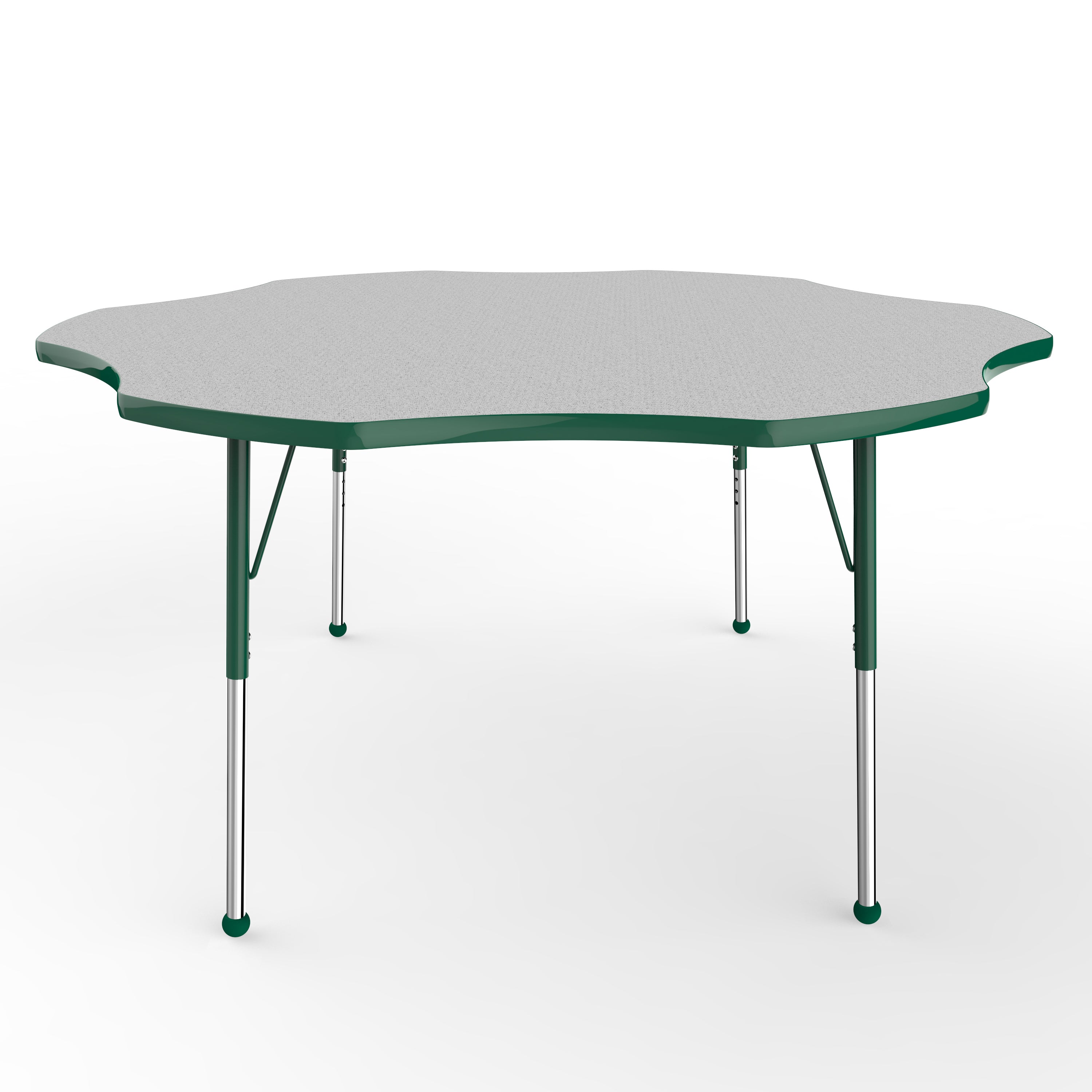 60" x 60" Flower T-Molding Activity Table with Adjustable Standard Ball Glide Legs - Gray/Green