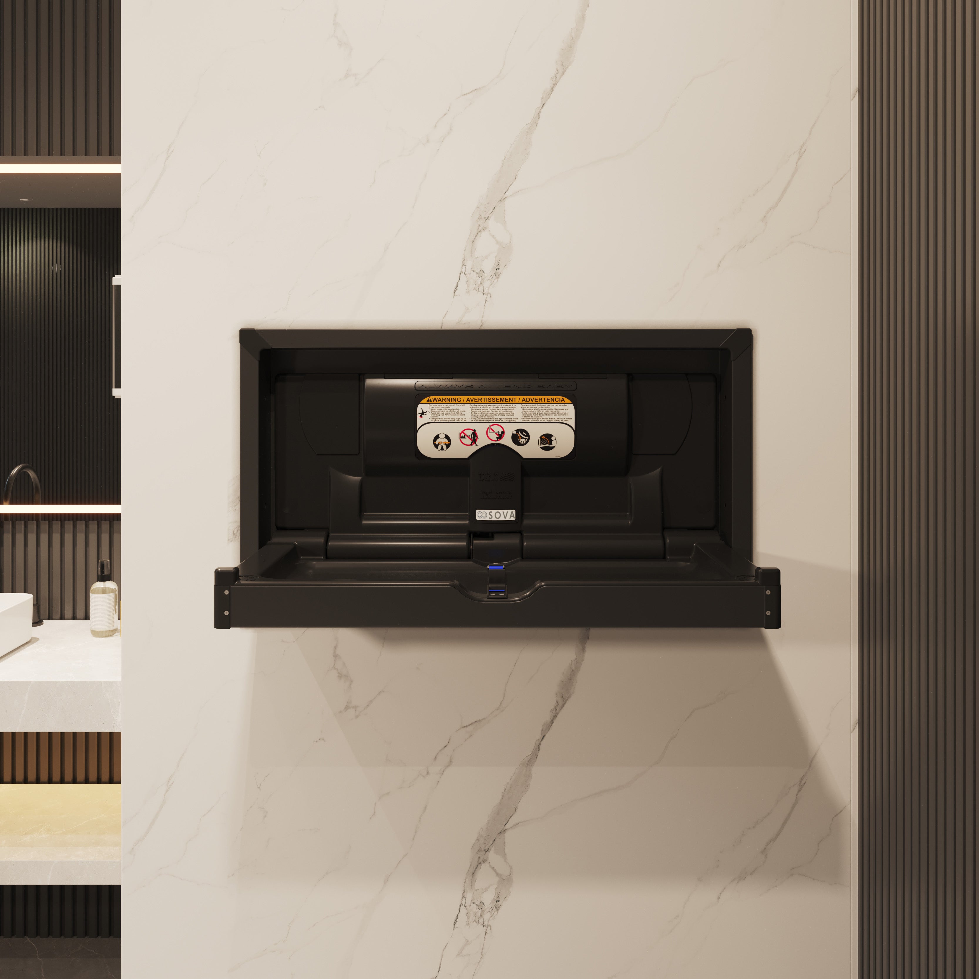 Vantage Recessed Stainless Changing Station Horizontal - Black Stainless Steel