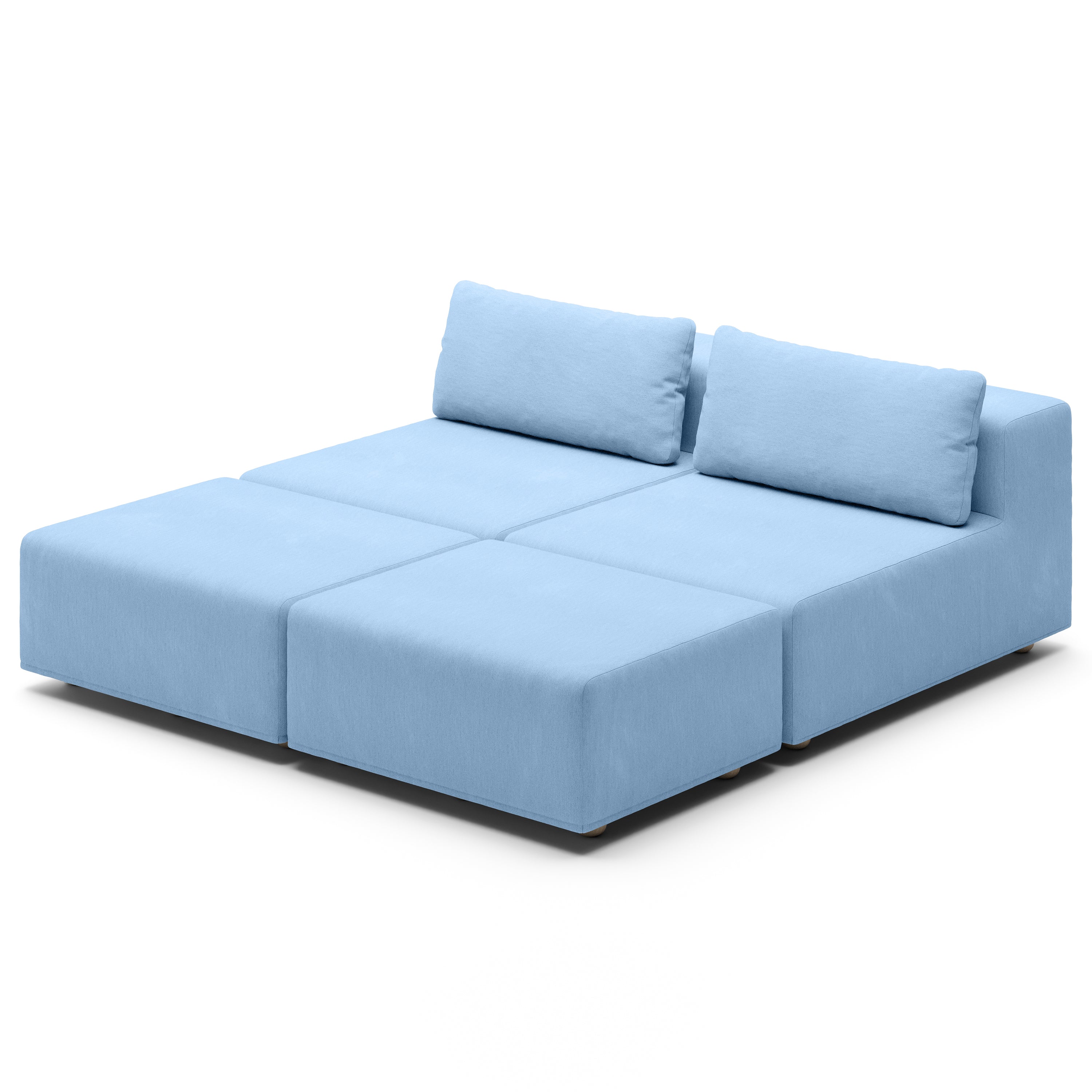 Jaxx Vada Outdoor Sun Lounger Loveseat - Luxurious Modular Double Chaise & Conversation Nook with Ottomans - Sunbrella Ocean Blue