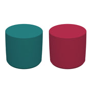 SoftScape 18" Round Ottoman 16" Height, 2-Piece - Raspberry/Teal