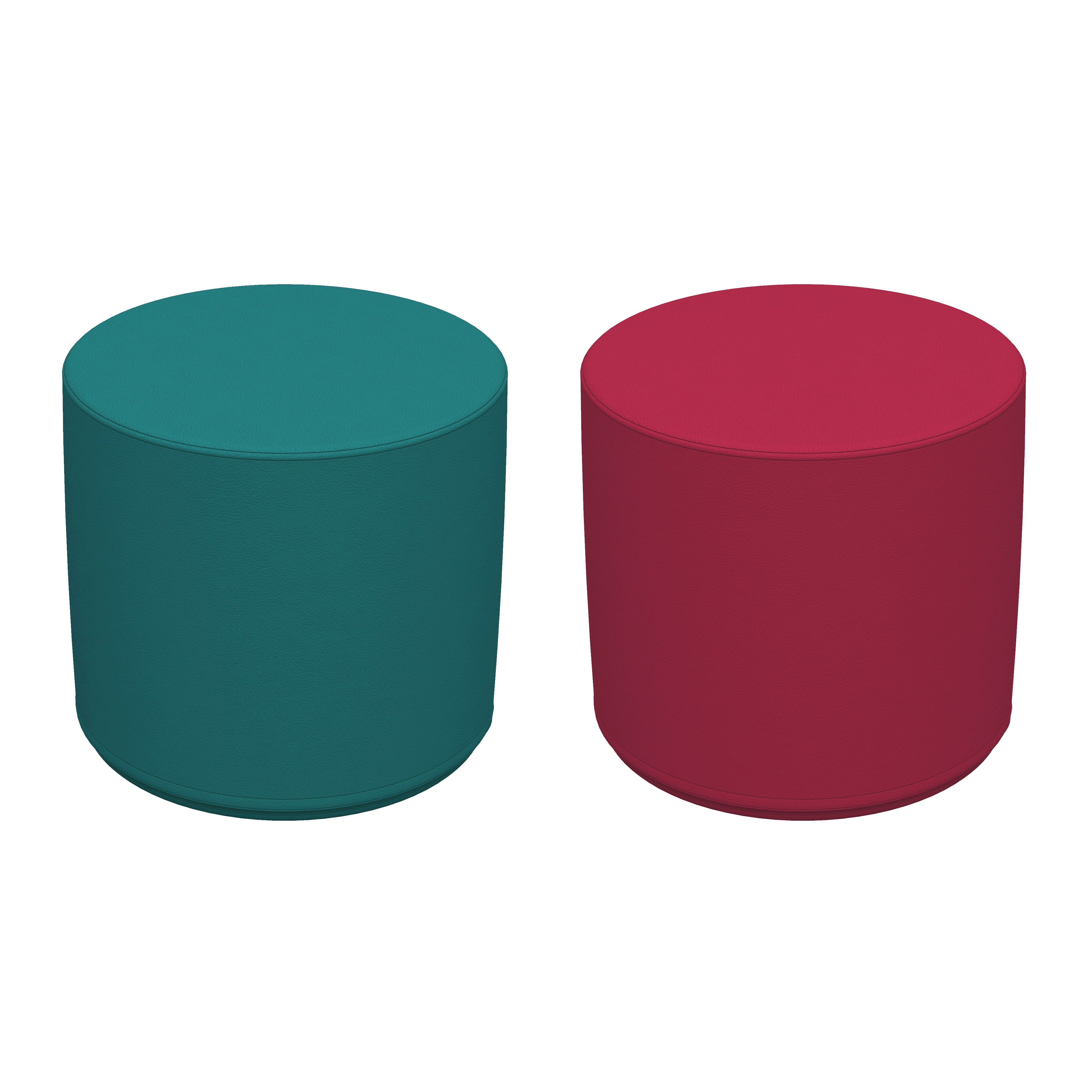 SoftScape 18" Round Ottoman 16" Height, 2-Piece - Raspberry/Teal