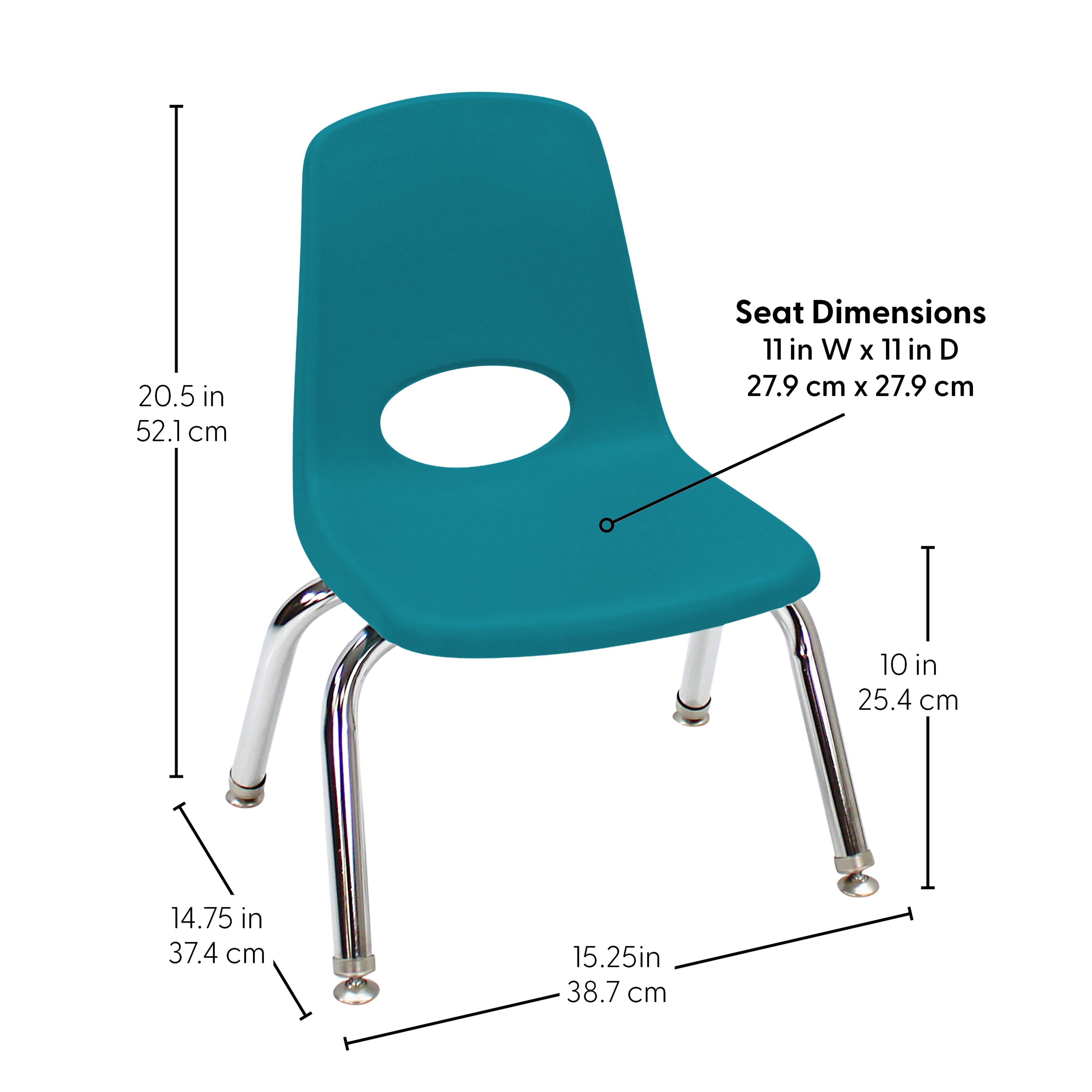 10" Stack Chair with Swivel Glides, 6-Piece - Teal