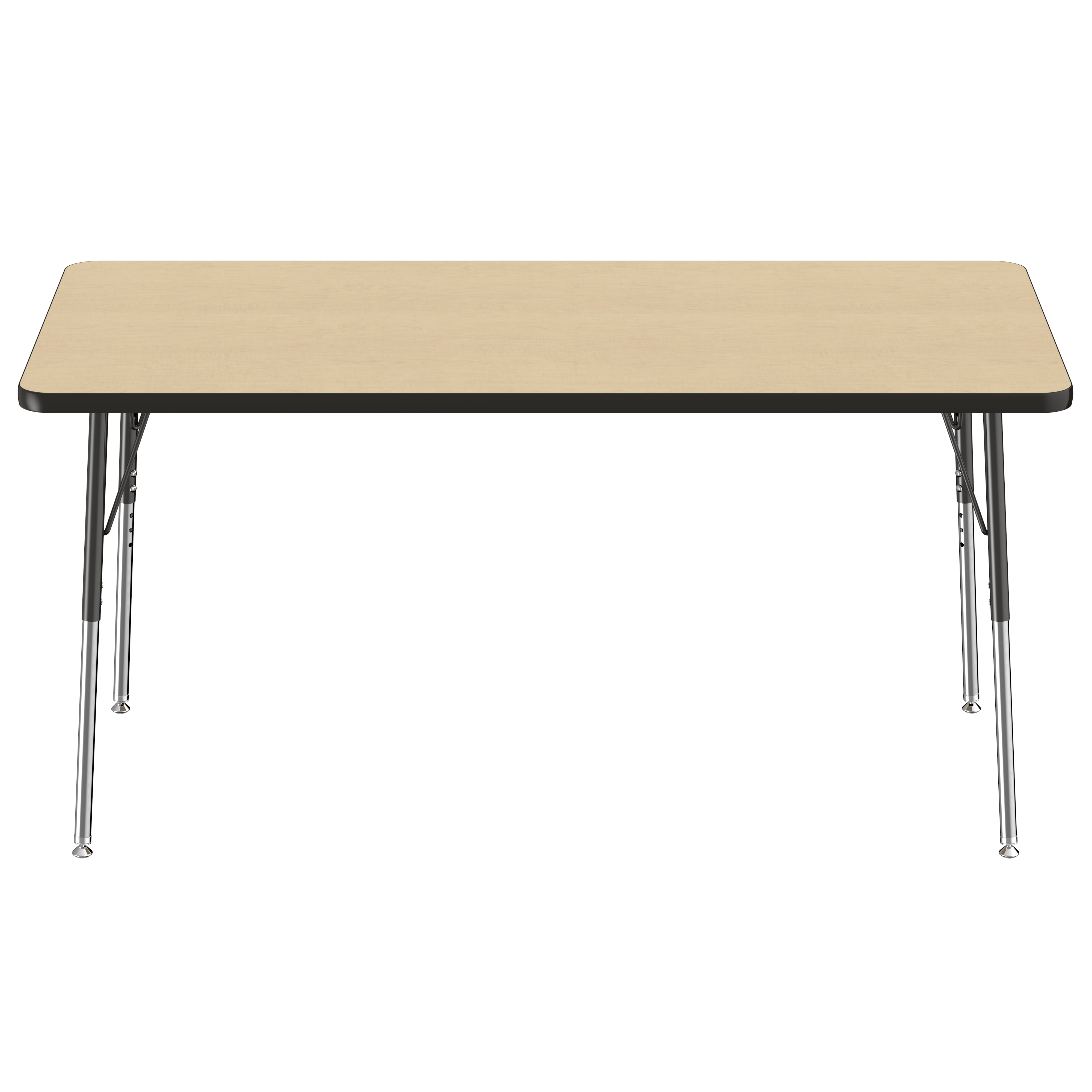 30" x 60" Rectangle T-Molding Activity Table with Adjustable Standard Swivel Glide Legs - Maple/Black