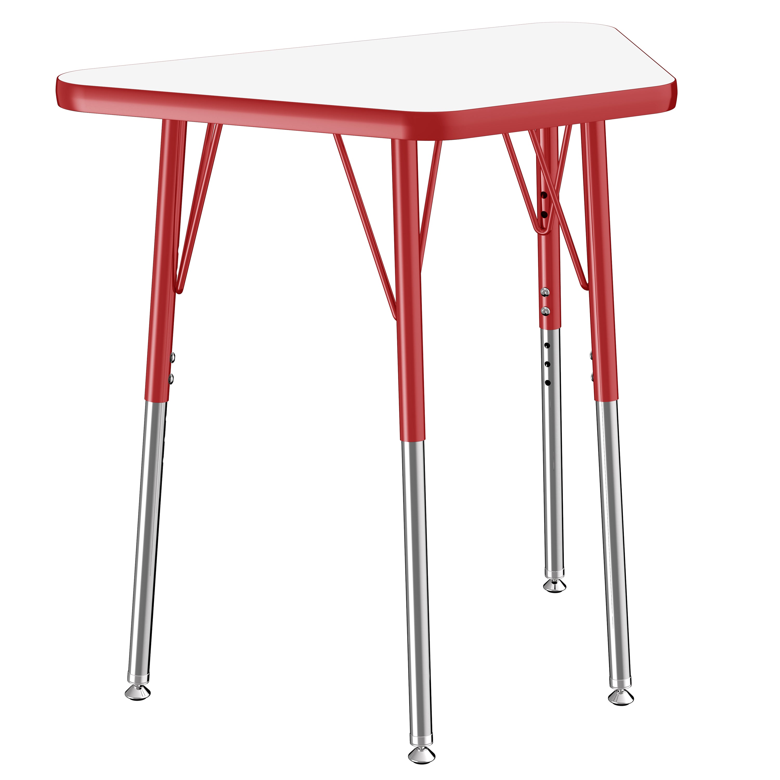 18" x 30" Trapezoid Dry-Erase Activity Table with Adjustable Standard Swivel Glide Legs - Whiteboard/Red