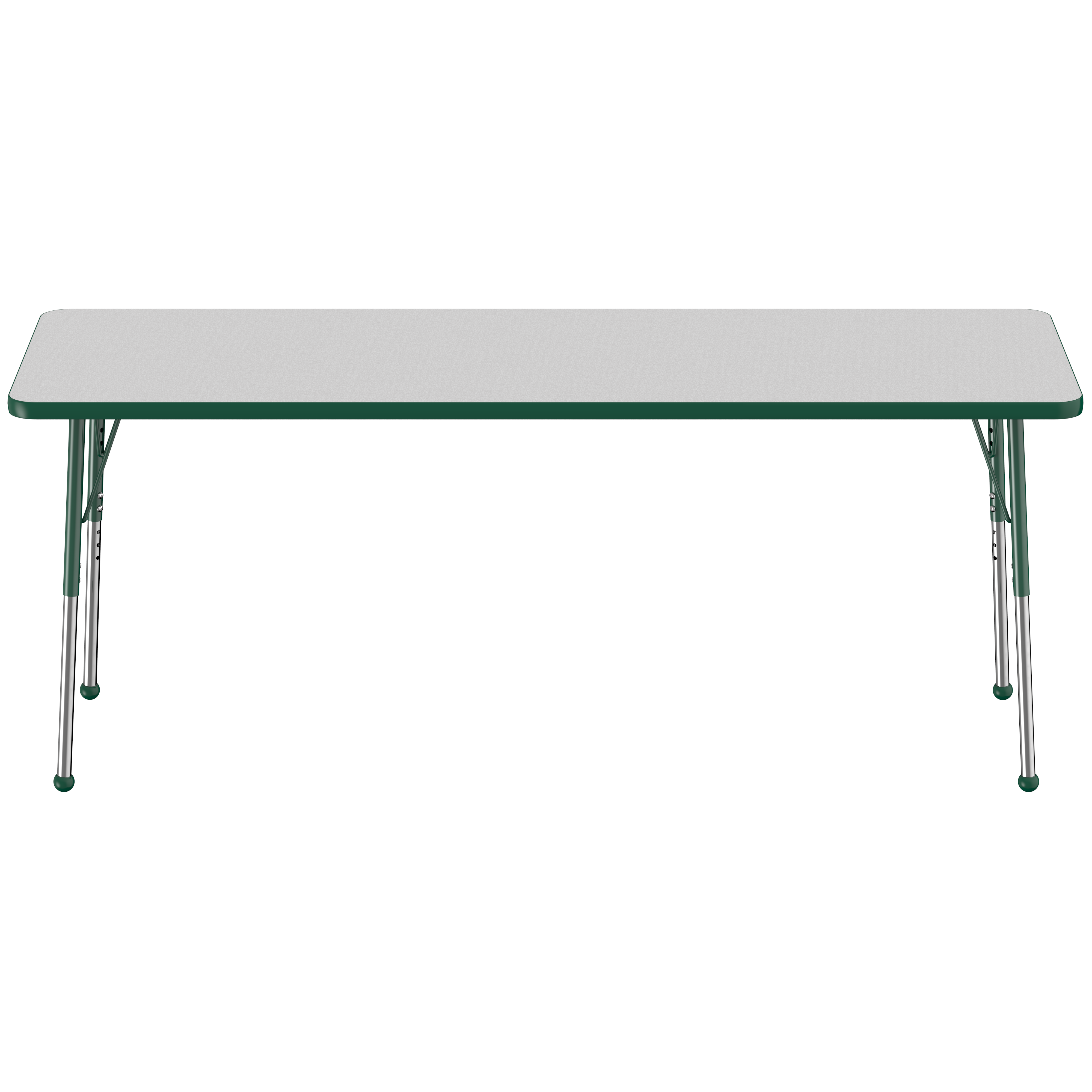 24" x 72" Rectangle T-Molding Activity Table with Adjustable Standard Ball Glide Legs - Gray/Green