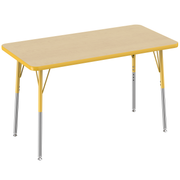 24" x 48" Rectangle T-Molding Activity Table with Adjustable Standard Swivel Glide Legs - Maple/Yellow