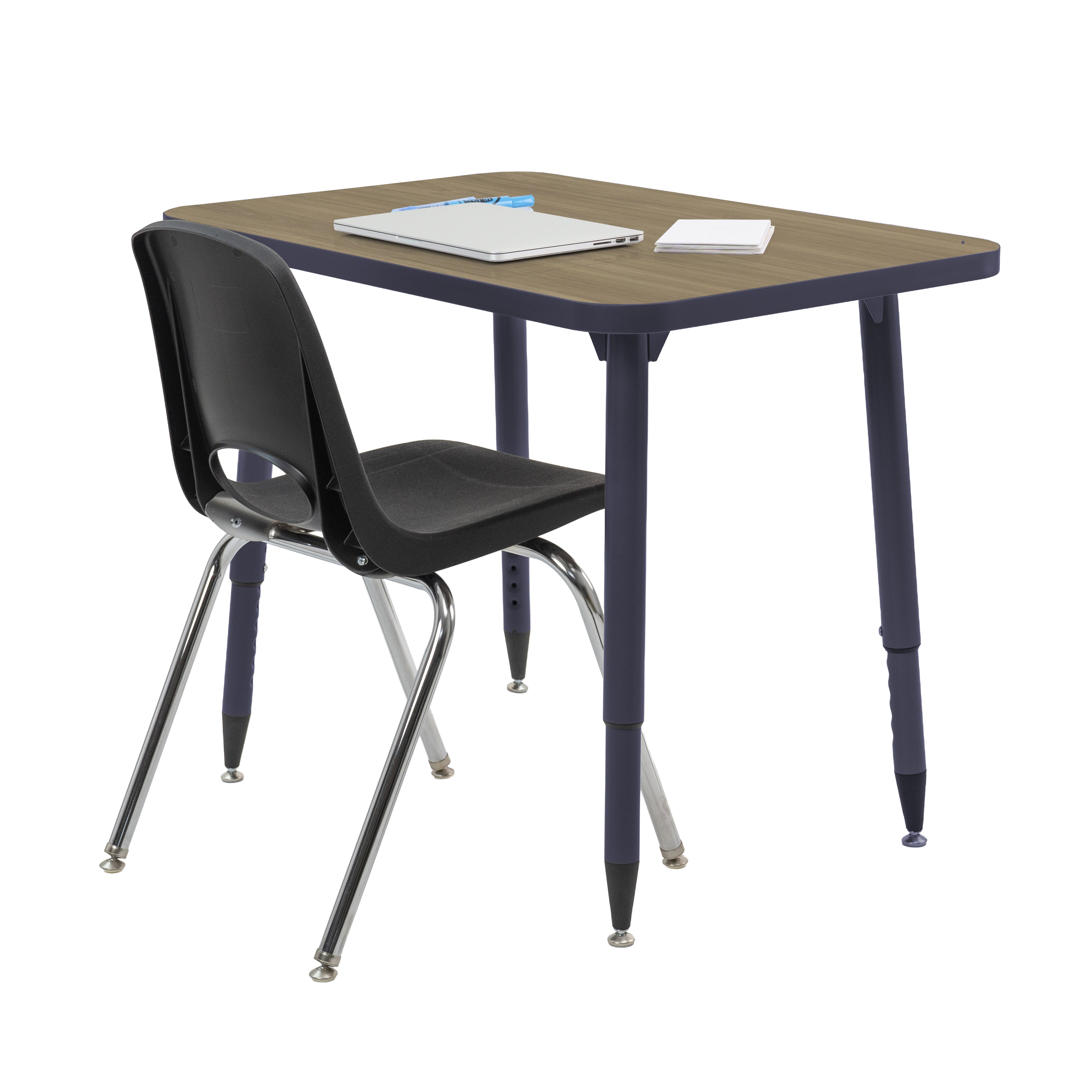 Adapte 24" x 36" Rectangle Thermofused Activity Table with Adjustable Tapered Legs - Pasadena Oak/Navy