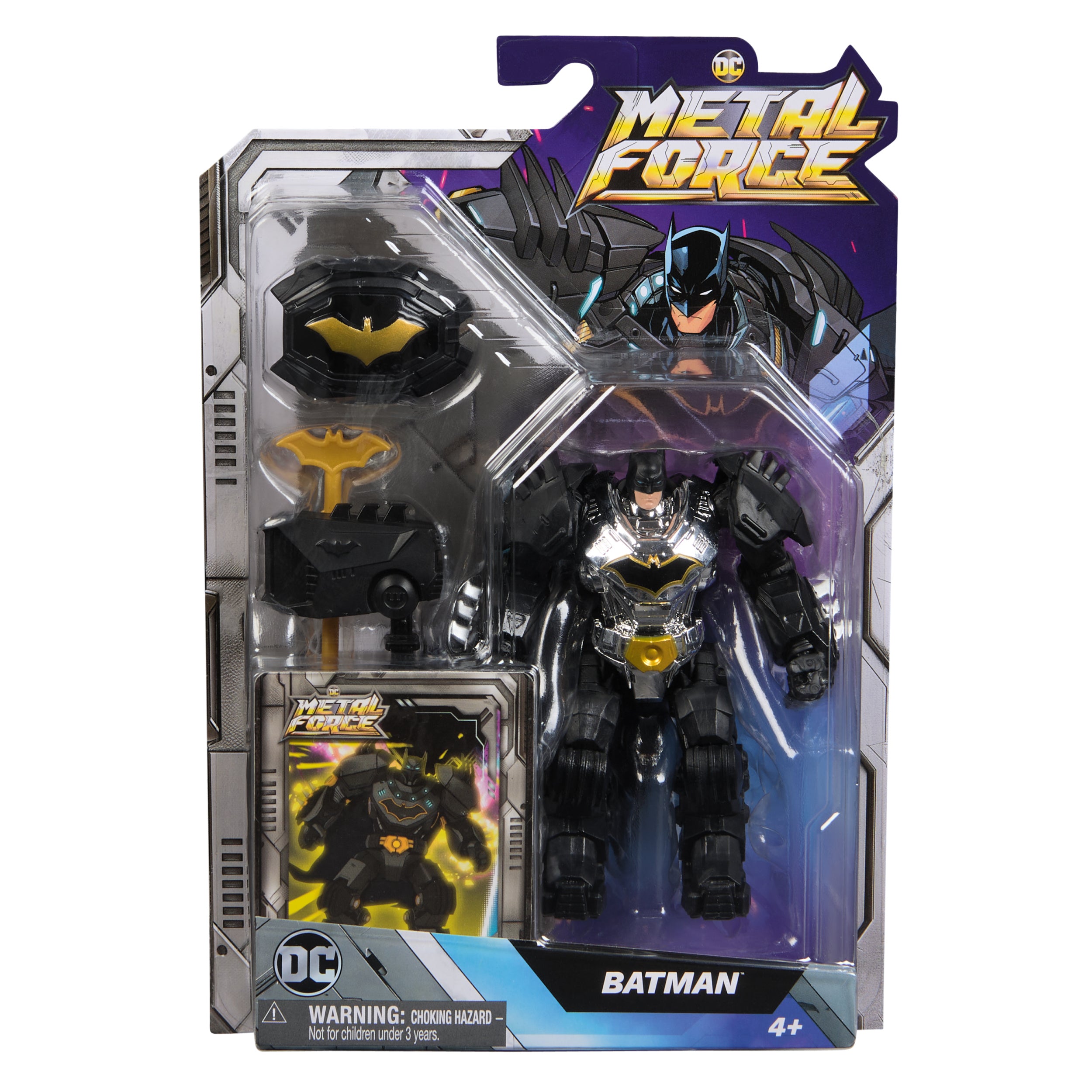 DC Comics Metal Force Batman Action Figure, 4.3-Inch with Accessories, Super Hero Collectible Kids Toys for Boys and Girls Ages 4+