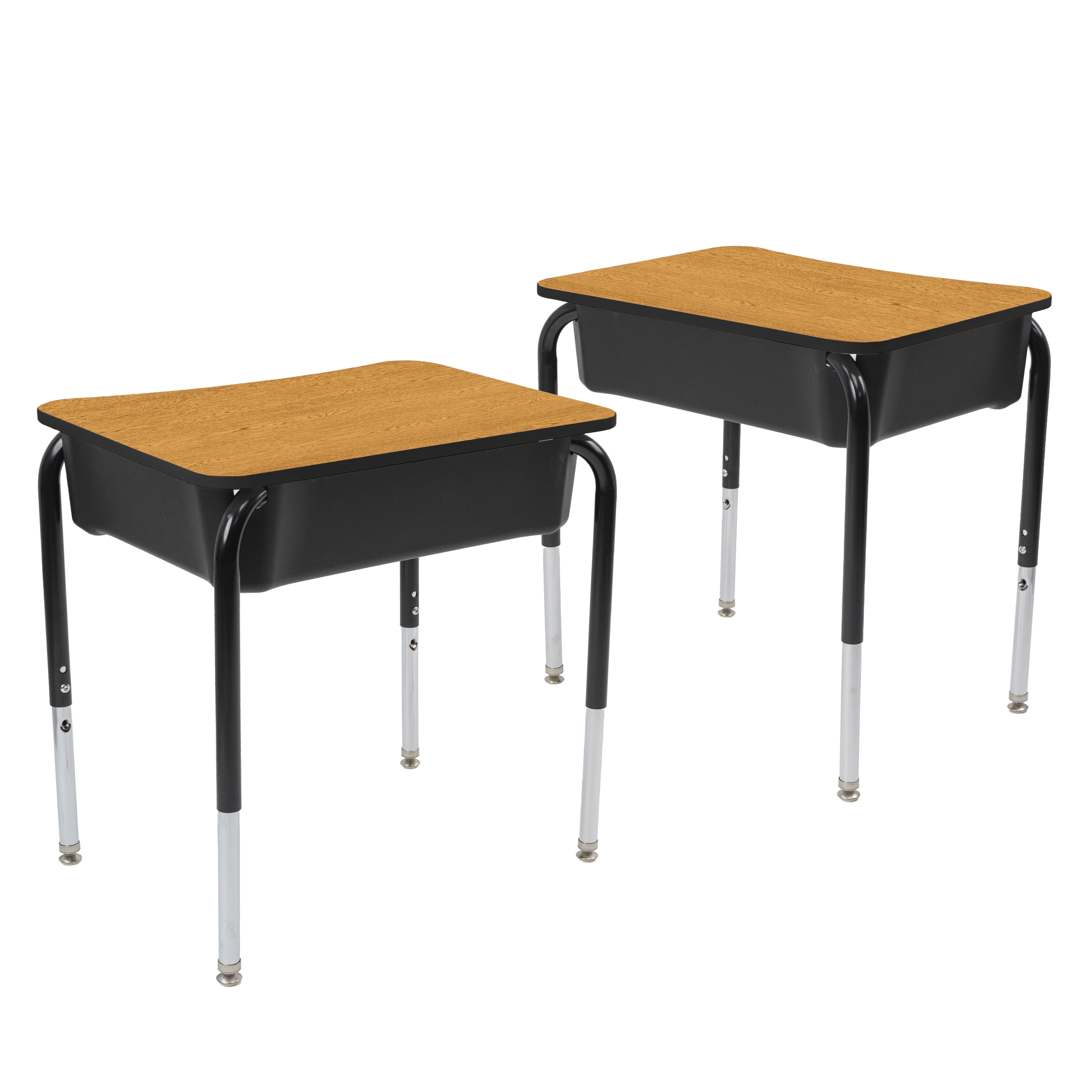 18" x 24" Belly Curve Open Front Desk with Book Box, 2-pack - Oak/Black
